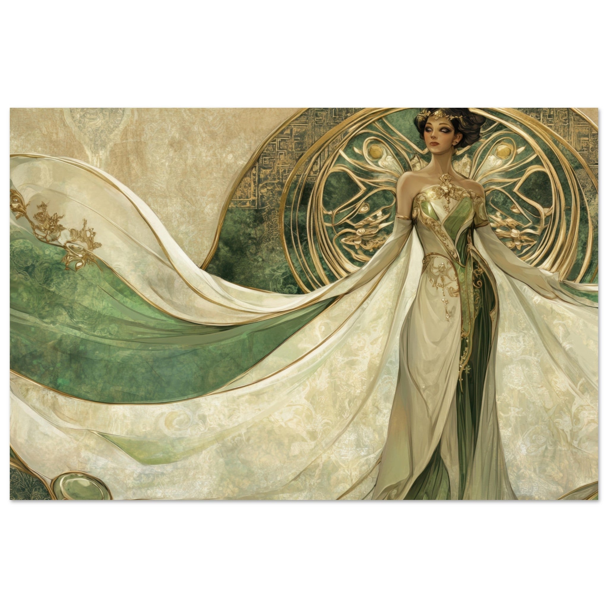 Fine Art Poster Landscape - Alien Royalty in Art Nouveau Elegance A portrait 4 - Shop Ai Art WebShop - Digital Art online Store