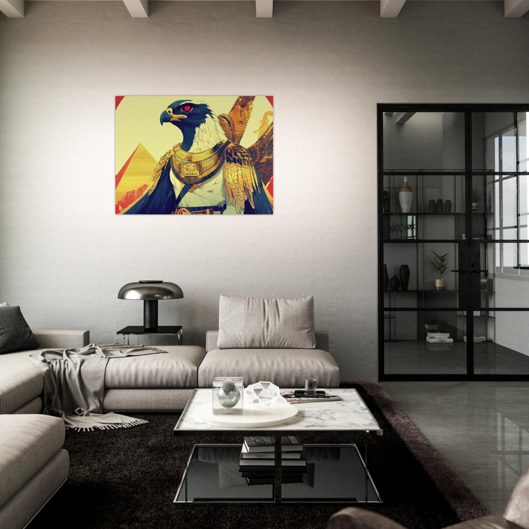 Fine Art Poster Landscape - Ancient Egyptian Falcon God Horus A majestic far 3 - Shop Ai Art WebShop - Digital Art online Store