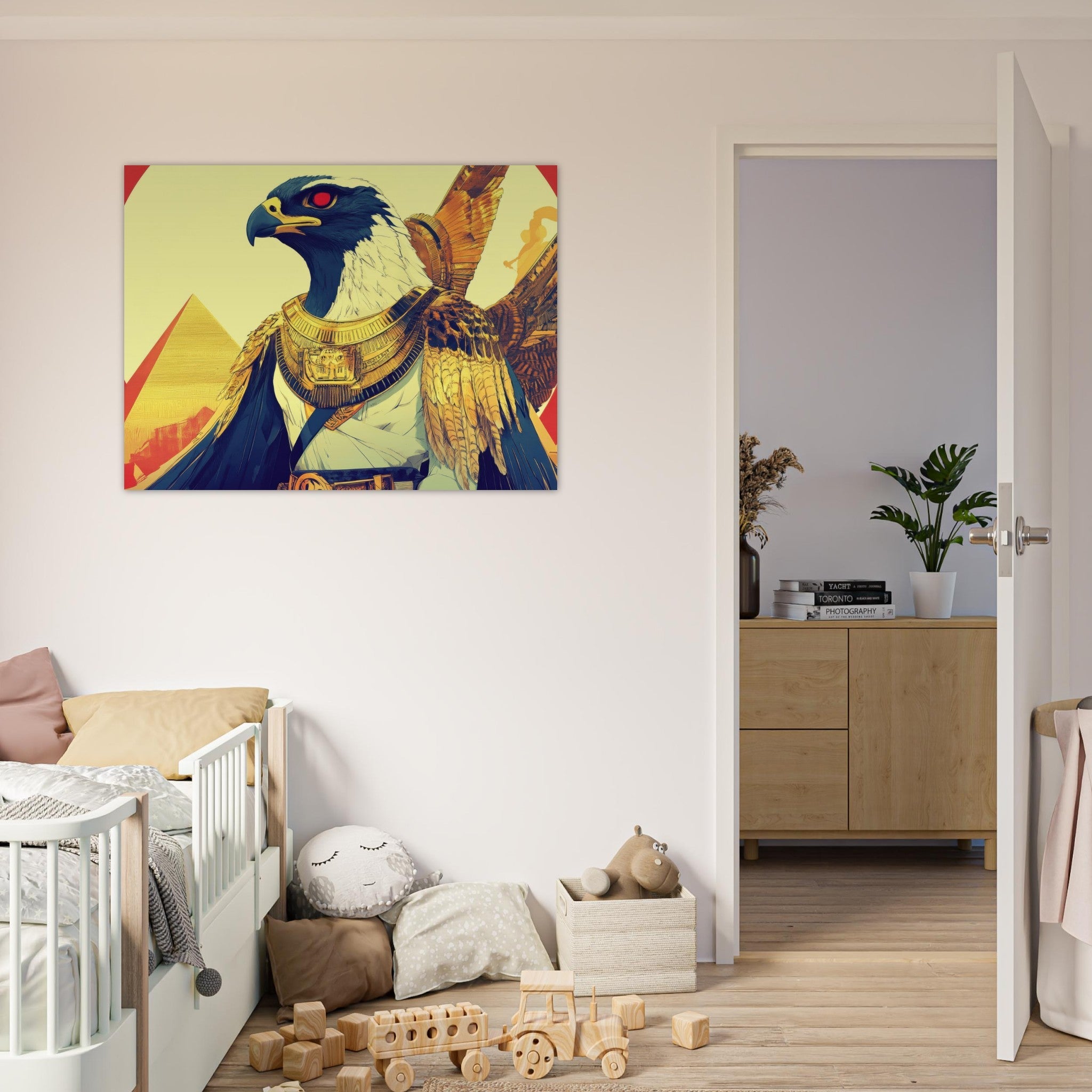 Fine Art Poster Landscape - Ancient Egyptian Falcon God Horus A majestic far 3 - Shop Ai Art WebShop - Digital Art online Store