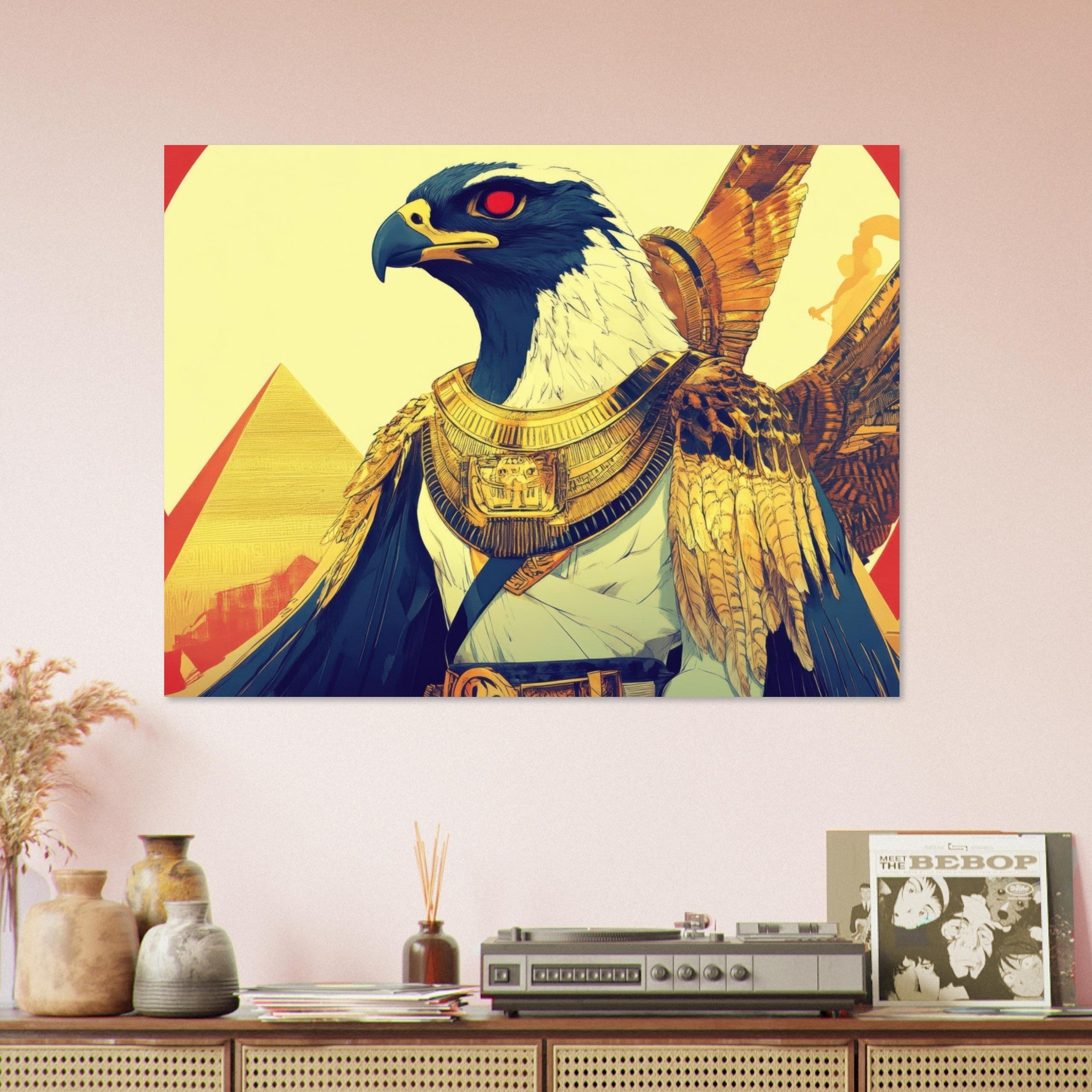 Fine Art Poster Landscape - Ancient Egyptian Falcon God Horus A majestic far 3 - Shop Ai Art WebShop - Digital Art online Store
