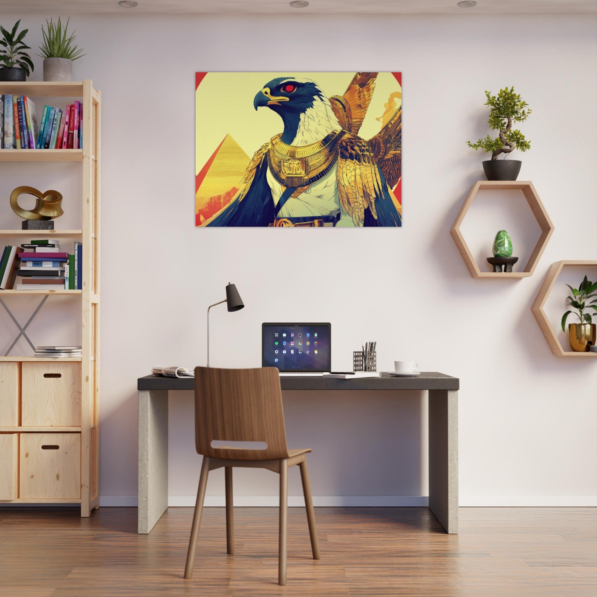 Fine Art Poster Landscape - Ancient Egyptian Falcon God Horus A majestic far 3 - Shop Ai Art WebShop - Digital Art online Store