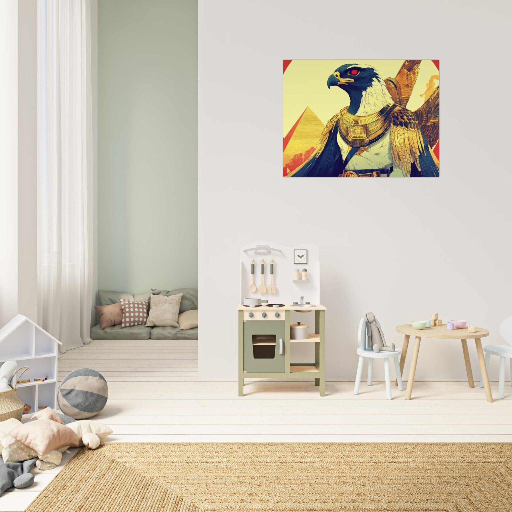 Fine Art Poster Landscape - Ancient Egyptian Falcon God Horus A majestic far 3 - Shop Ai Art WebShop - Digital Art online Store