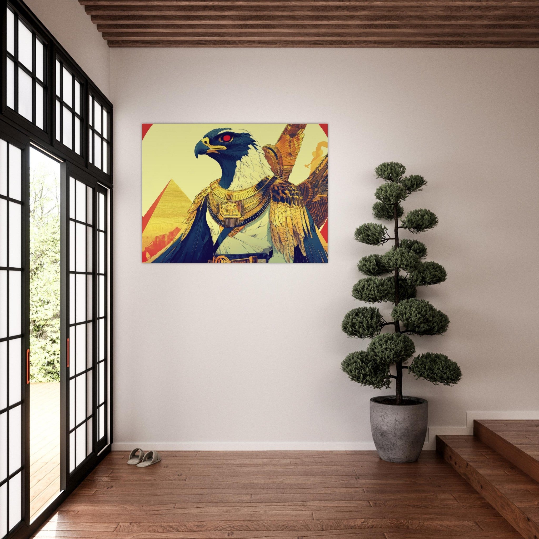 Fine Art Poster Landscape - Ancient Egyptian Falcon God Horus A majestic far 3 - Shop Ai Art WebShop - Digital Art online Store