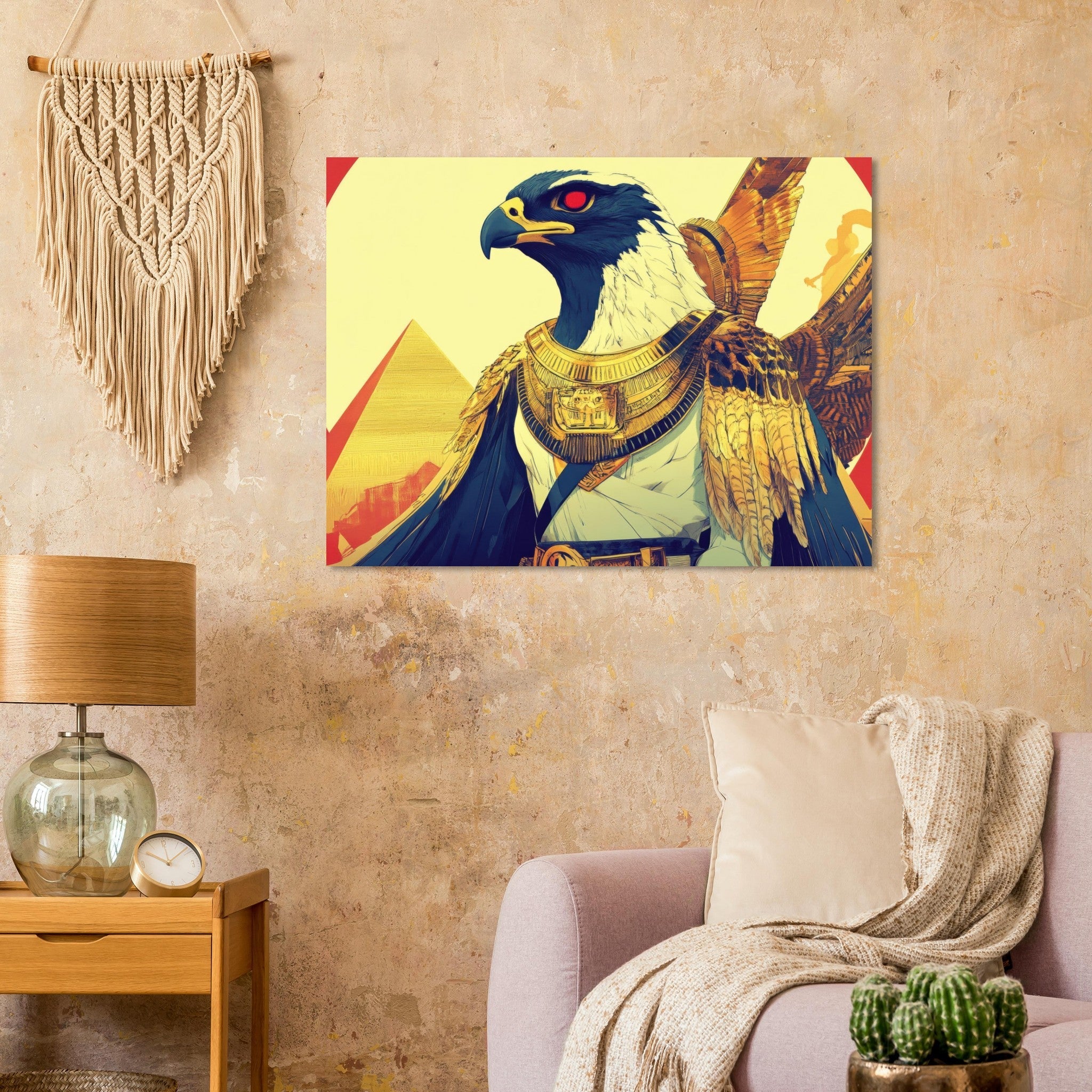 Fine Art Poster Landscape - Ancient Egyptian Falcon God Horus A majestic far 3 - Shop Ai Art WebShop - Digital Art online Store
