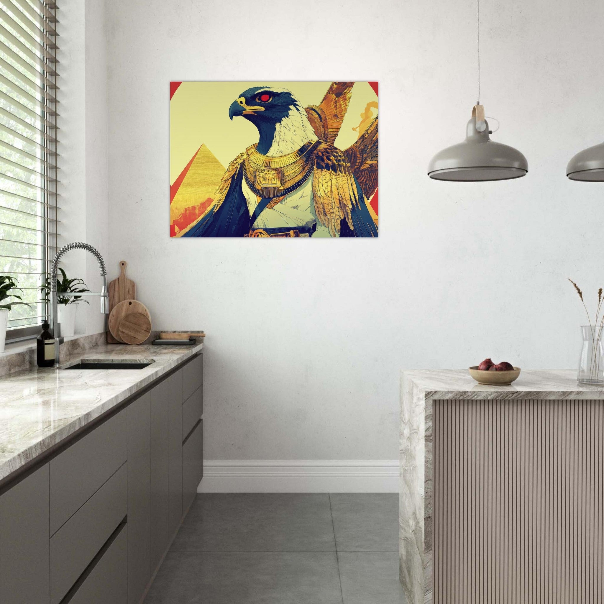 Fine Art Poster Landscape - Ancient Egyptian Falcon God Horus A majestic far 3 - Shop Ai Art WebShop - Digital Art online Store
