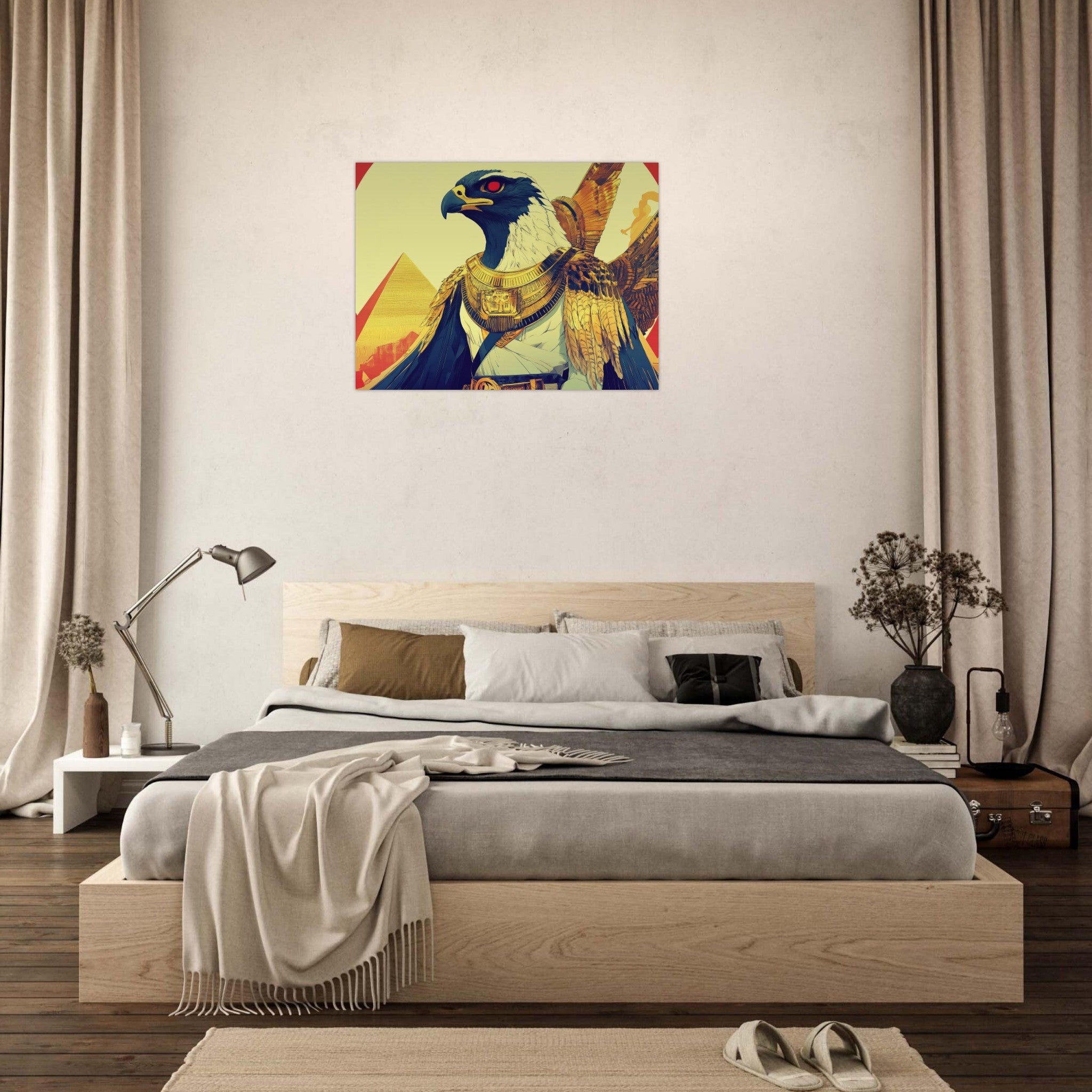 Fine Art Poster Landscape - Ancient Egyptian Falcon God Horus A majestic far 3 - Shop Ai Art WebShop - Digital Art online Store
