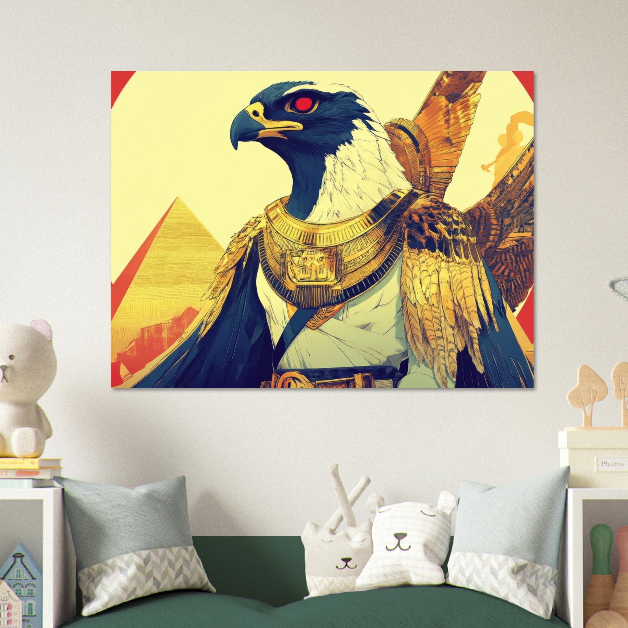 Fine Art Poster Landscape - Ancient Egyptian Falcon God Horus A majestic far 3 - Shop Ai Art WebShop - Digital Art online Store