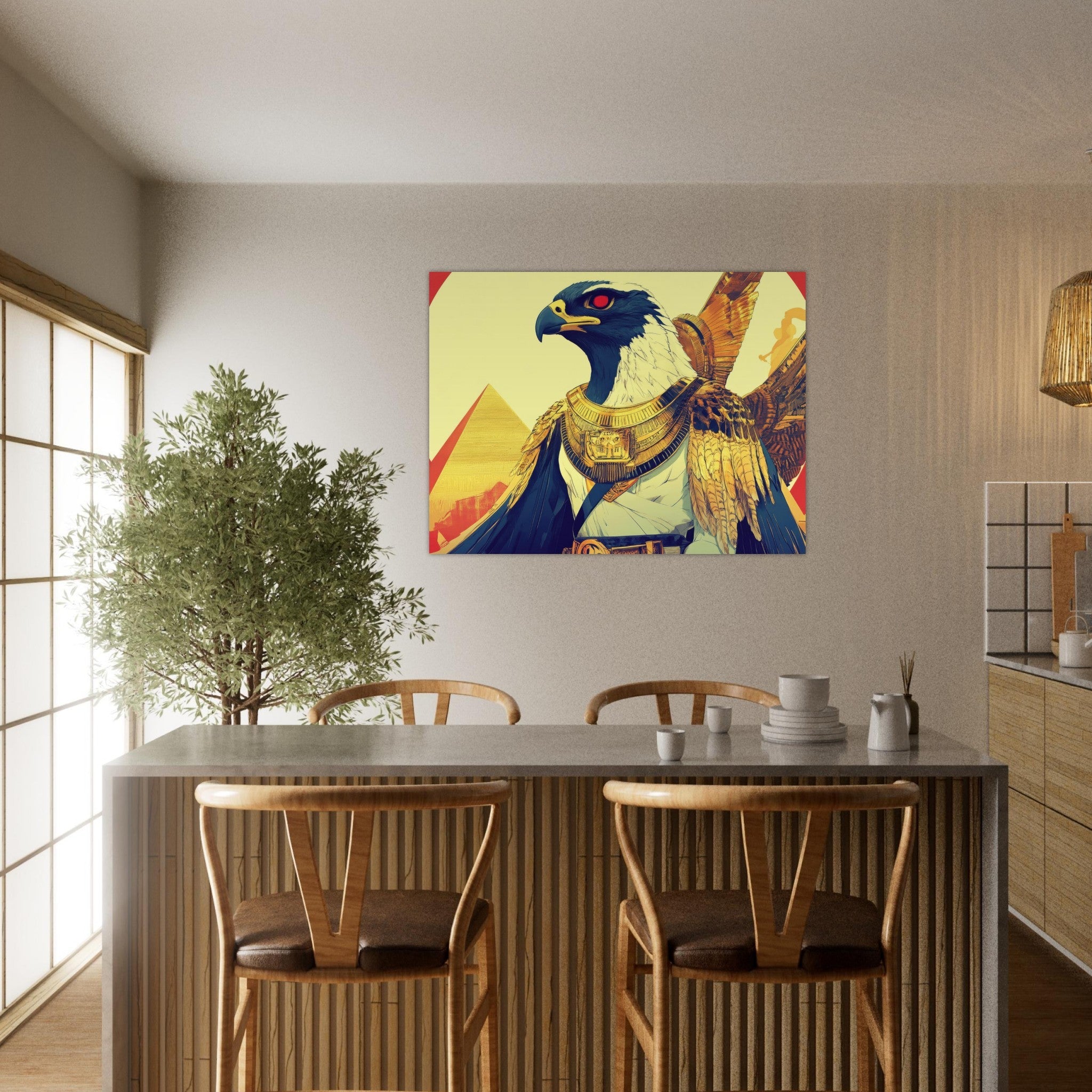 Fine Art Poster Landscape - Ancient Egyptian Falcon God Horus A majestic far 3 - Shop Ai Art WebShop - Digital Art online Store