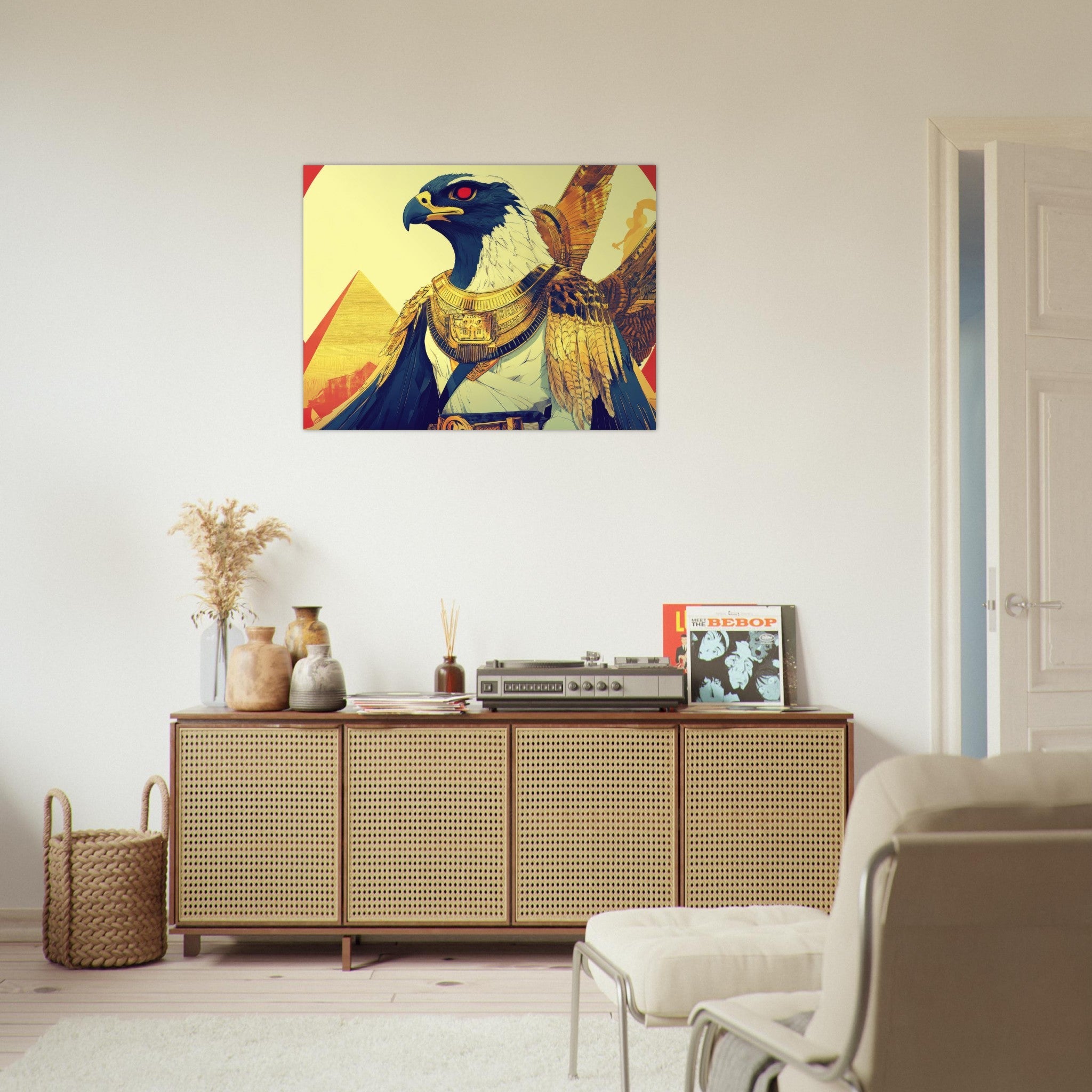 Fine Art Poster Landscape - Ancient Egyptian Falcon God Horus A majestic far 3 - Shop Ai Art WebShop - Digital Art online Store