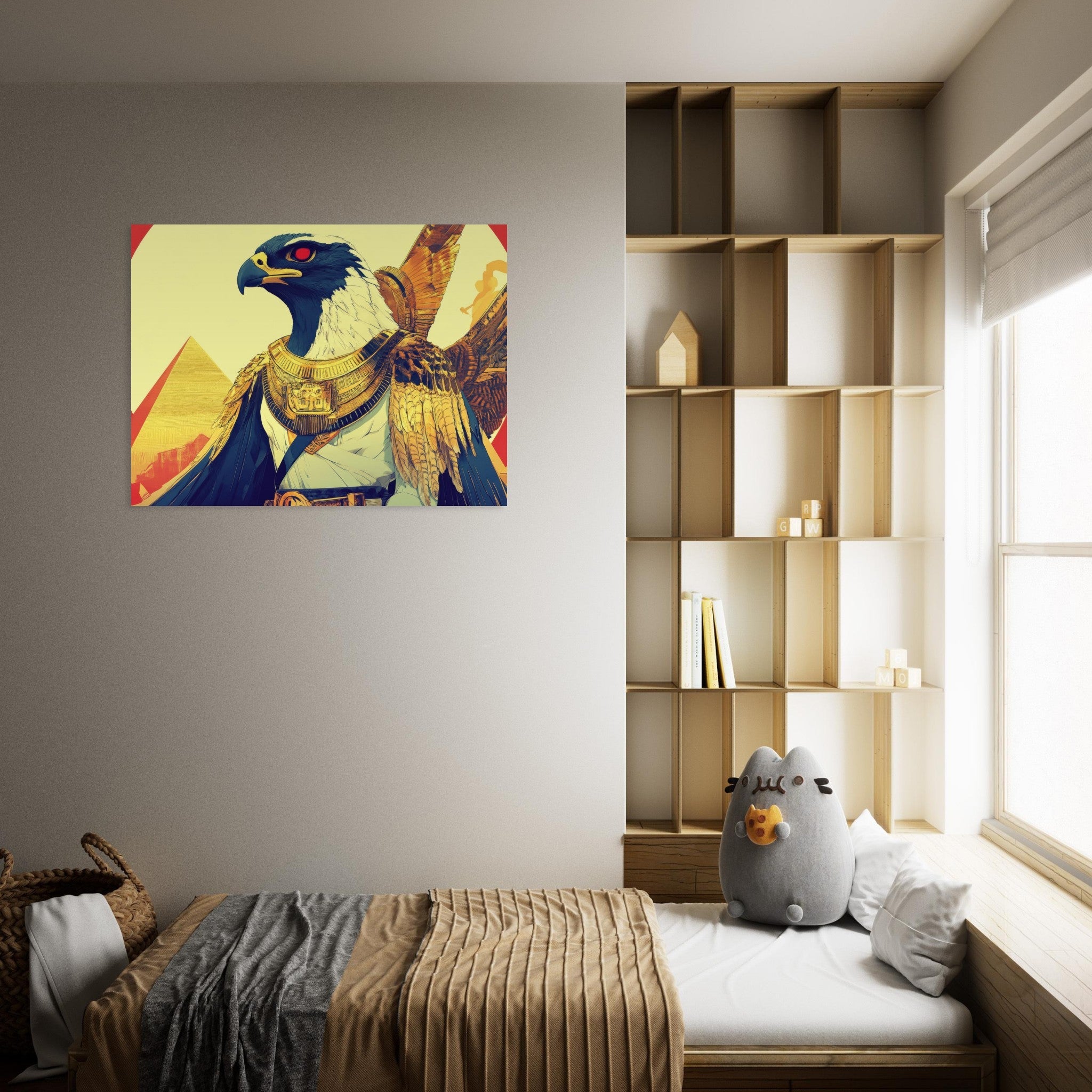 Fine Art Poster Landscape - Ancient Egyptian Falcon God Horus A majestic far 3 - Shop Ai Art WebShop - Digital Art online Store