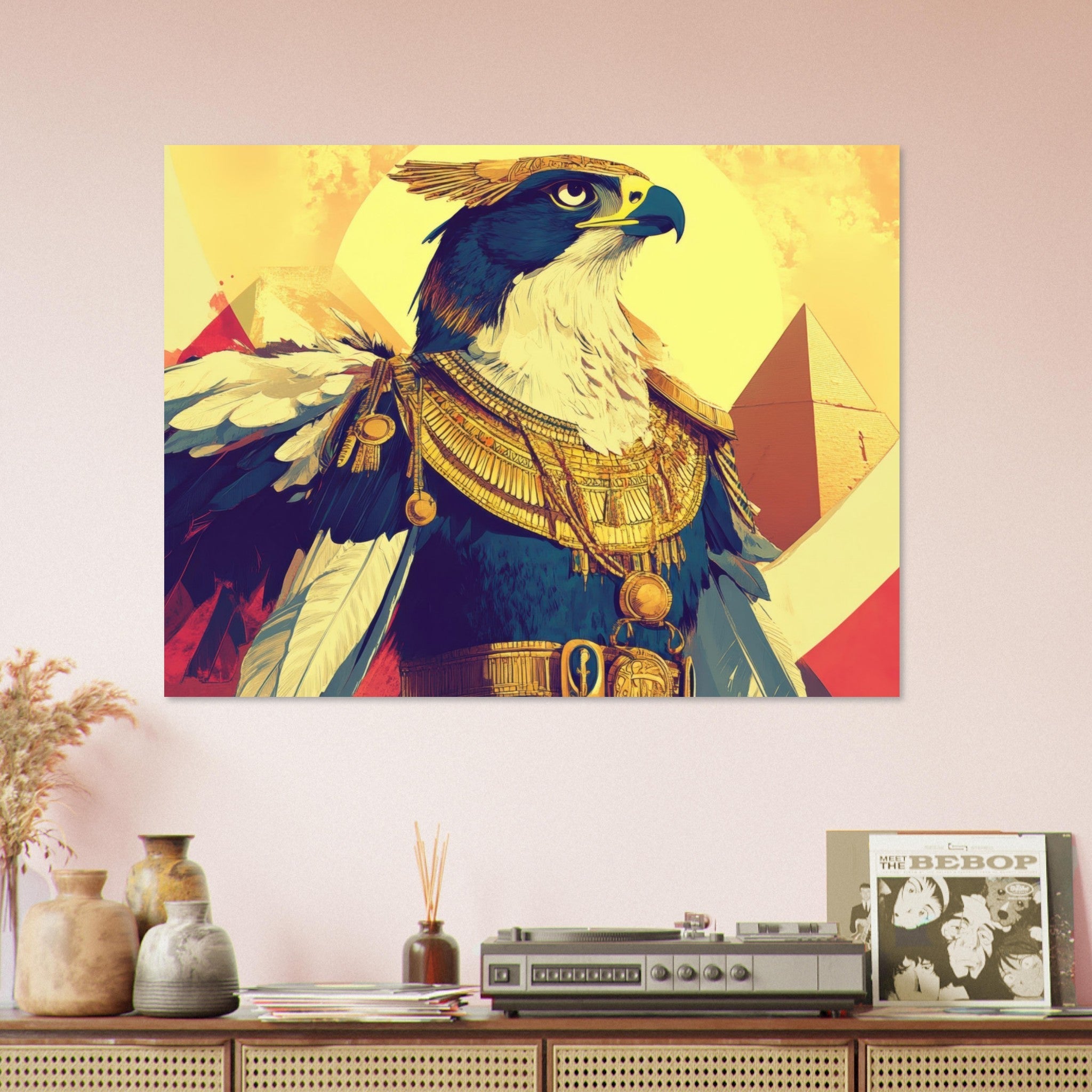 Fine Art Poster Landscape - Ancient Egyptian Falcon God Horus A majestic far 5 - Shop Ai Art WebShop - Digital Art online Store