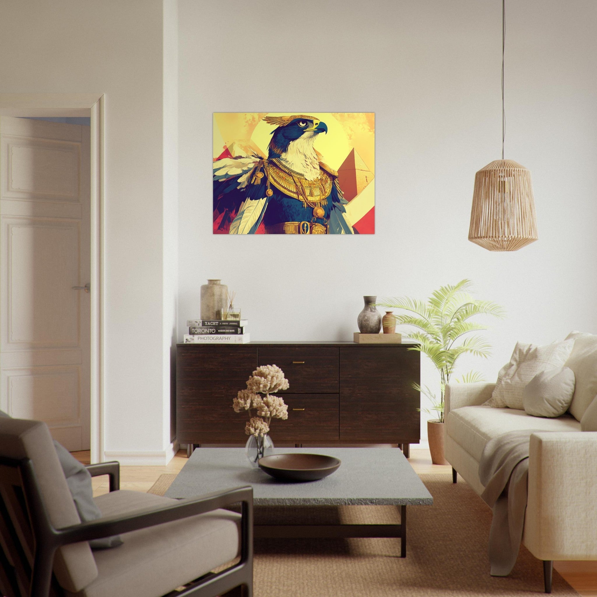 Fine Art Poster Landscape - Ancient Egyptian Falcon God Horus A majestic far 5 - Shop Ai Art WebShop - Digital Art online Store