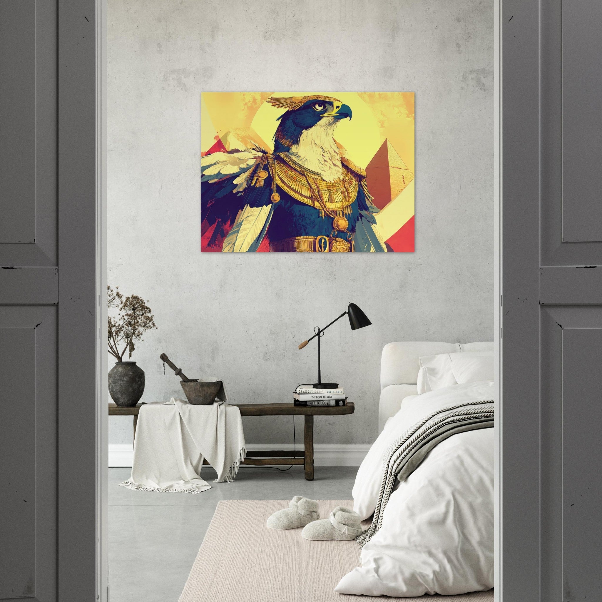 Fine Art Poster Landscape - Ancient Egyptian Falcon God Horus A majestic far 5 - Shop Ai Art WebShop - Digital Art online Store