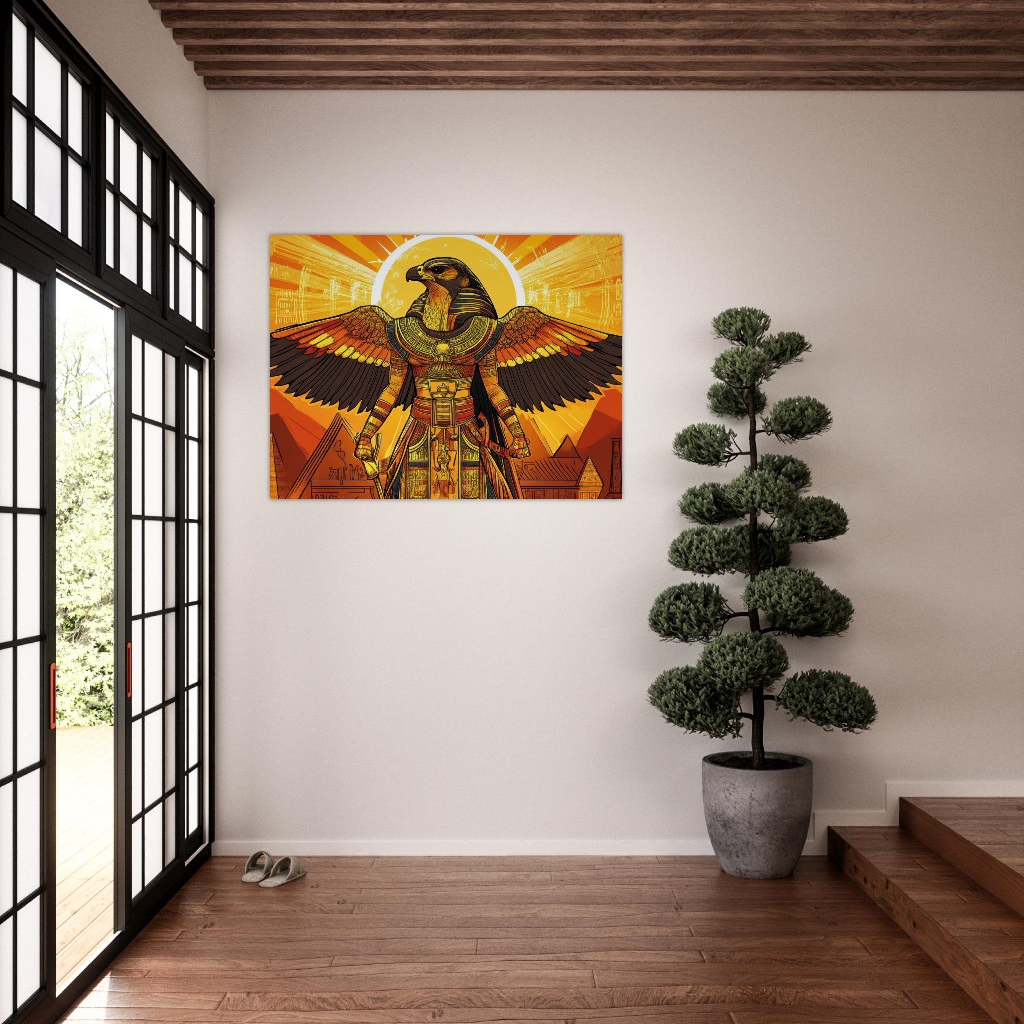 Fine Art Poster Landscape - Ancient Egyptian Falcon God Horus A majestic far 7 - Shop Ai Art WebShop - Digital Art online Store