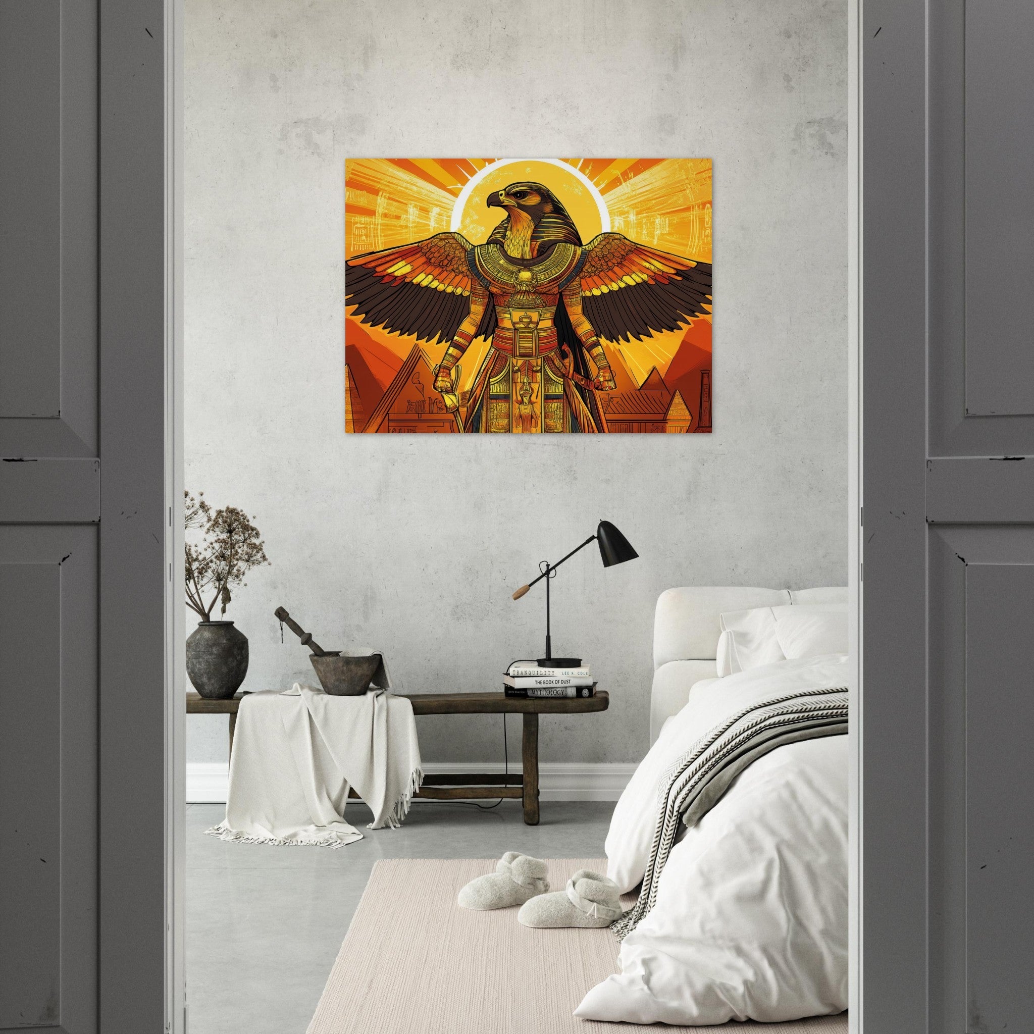 Fine Art Poster Landscape - Ancient Egyptian Falcon God Horus A majestic far 7 - Shop Ai Art WebShop - Digital Art online Store