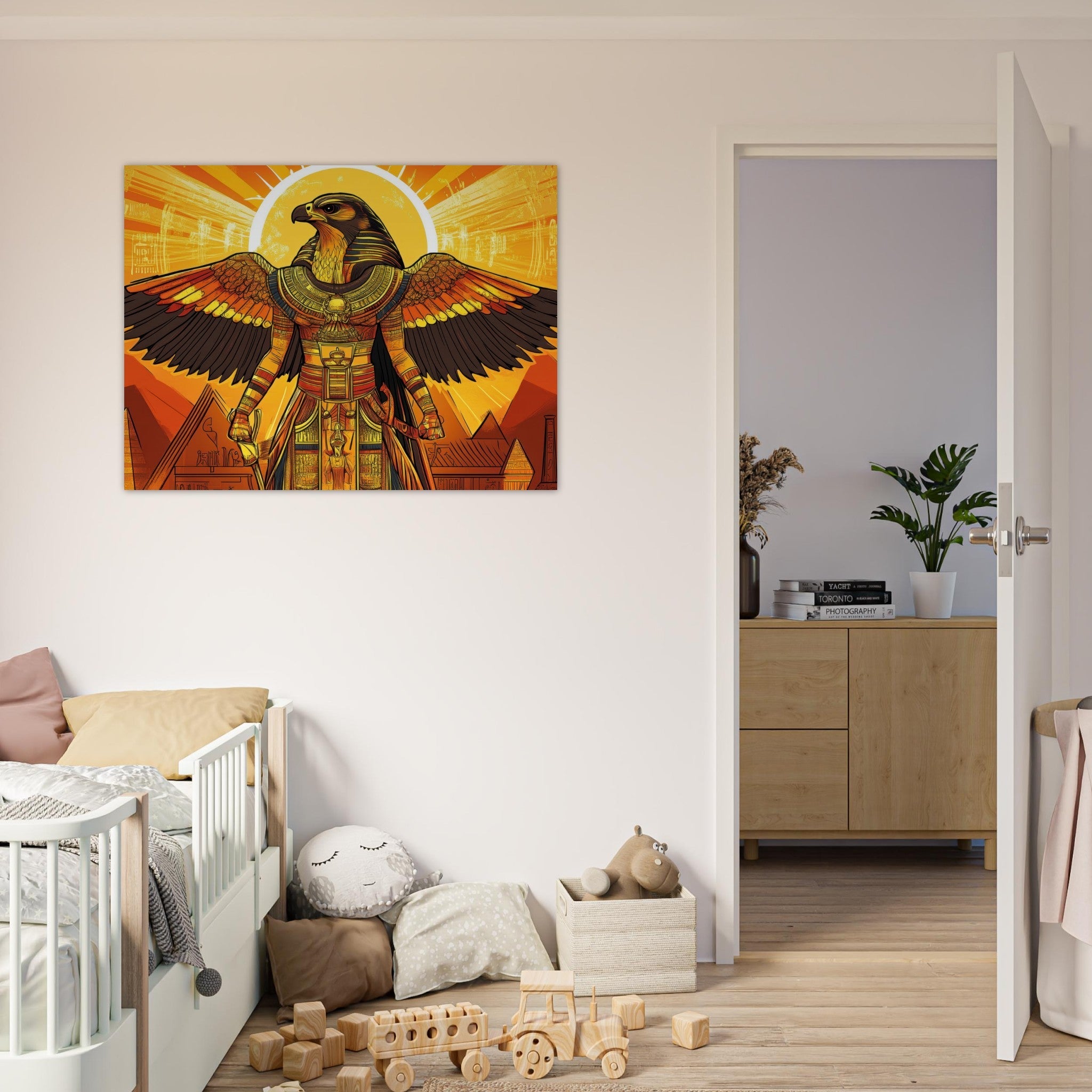 Fine Art Poster Landscape - Ancient Egyptian Falcon God Horus A majestic far 7 - Shop Ai Art WebShop - Digital Art online Store