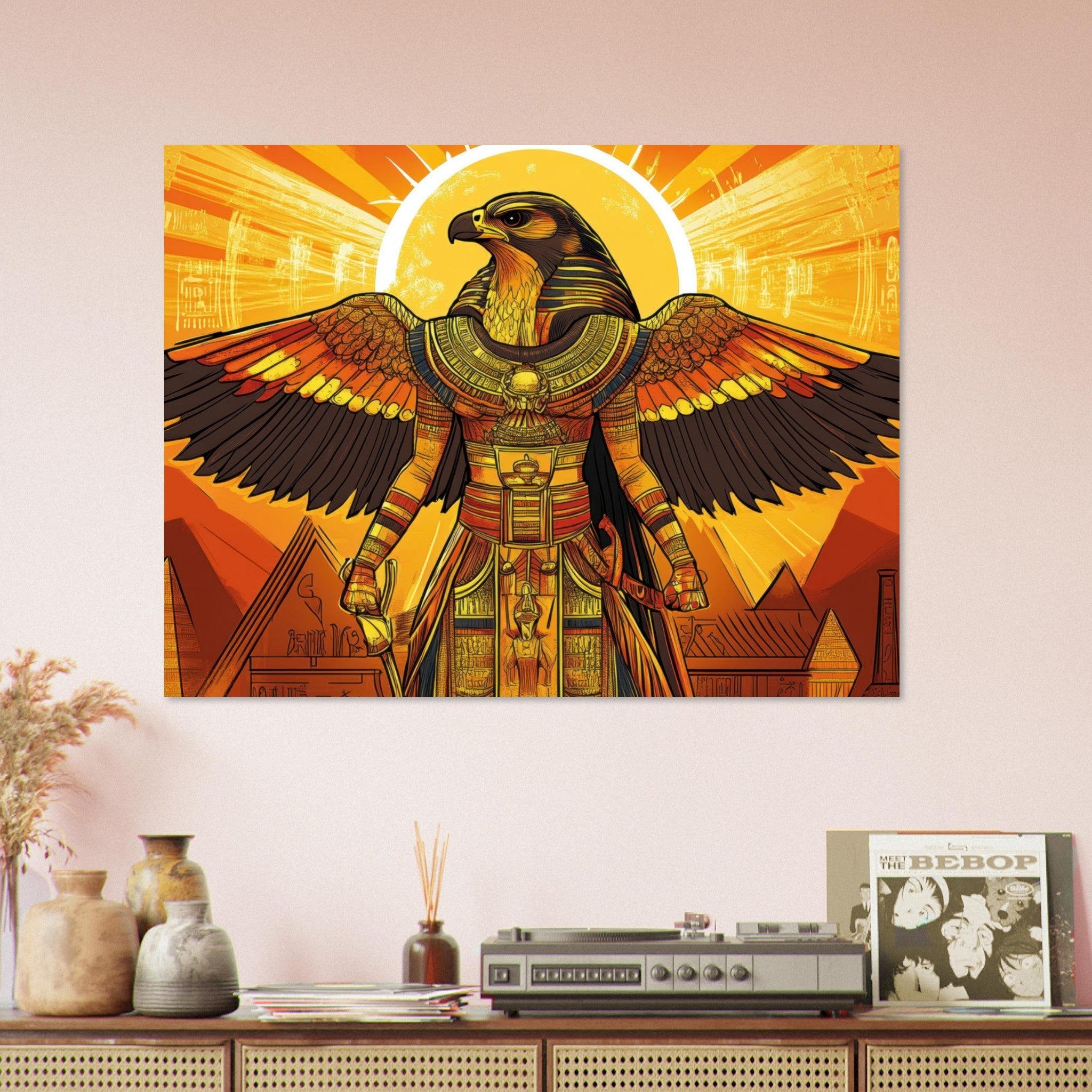 Fine Art Poster Landscape - Ancient Egyptian Falcon God Horus A majestic far 7 - Shop Ai Art WebShop - Digital Art online Store