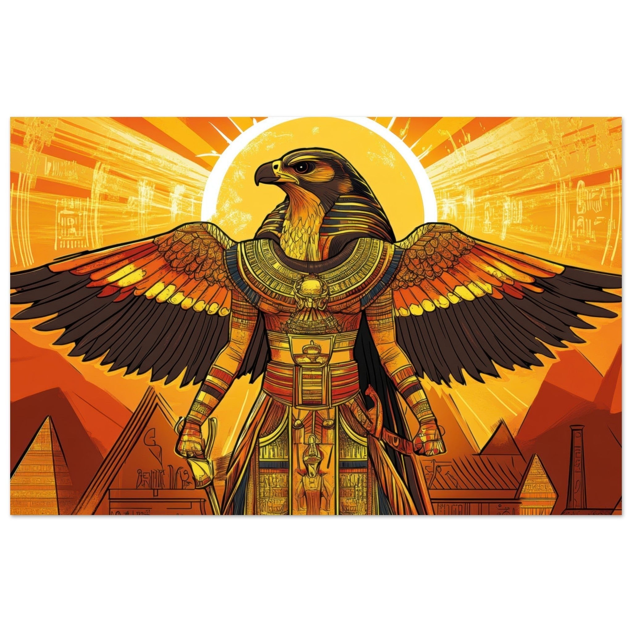 Fine Art Poster Landscape - Ancient Egyptian Falcon God Horus A majestic far 7 - Shop Ai Art WebShop - Digital Art online Store