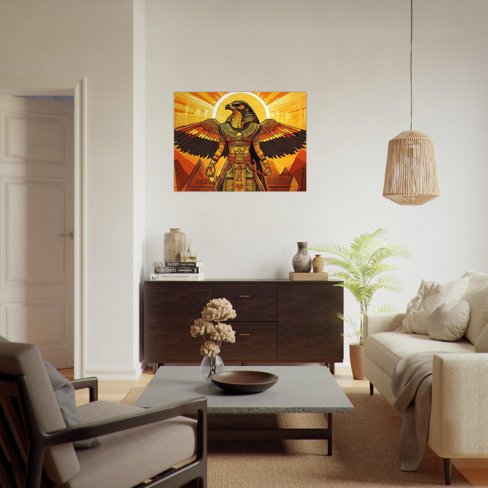 Fine Art Poster Landscape - Ancient Egyptian Falcon God Horus A majestic far 7 - Shop Ai Art WebShop - Digital Art online Store