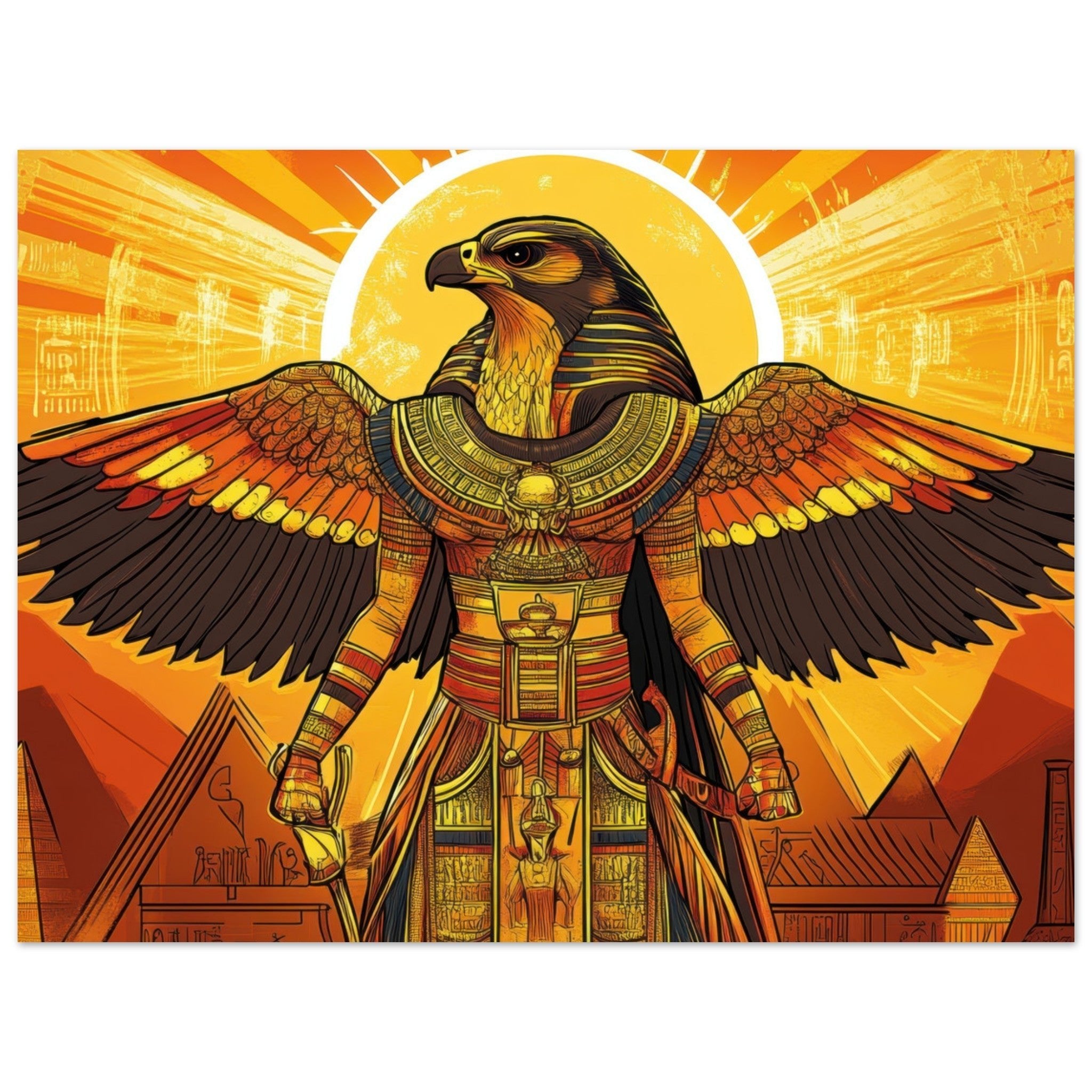 Fine Art Poster Landscape - Ancient Egyptian Falcon God Horus A majestic far 7 - Shop Ai Art WebShop - Digital Art online Store