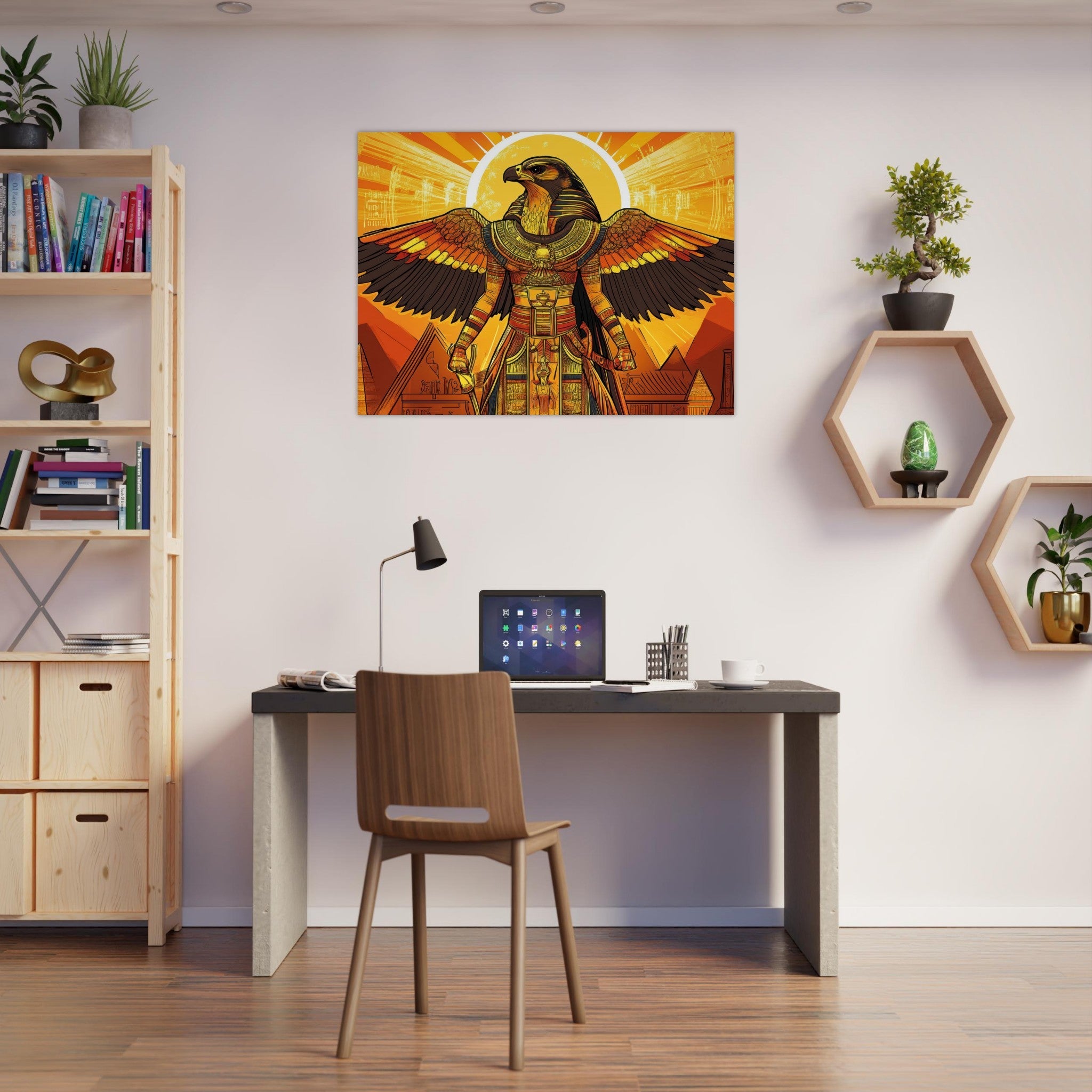 Fine Art Poster Landscape - Ancient Egyptian Falcon God Horus A majestic far 7 - Shop Ai Art WebShop - Digital Art online Store