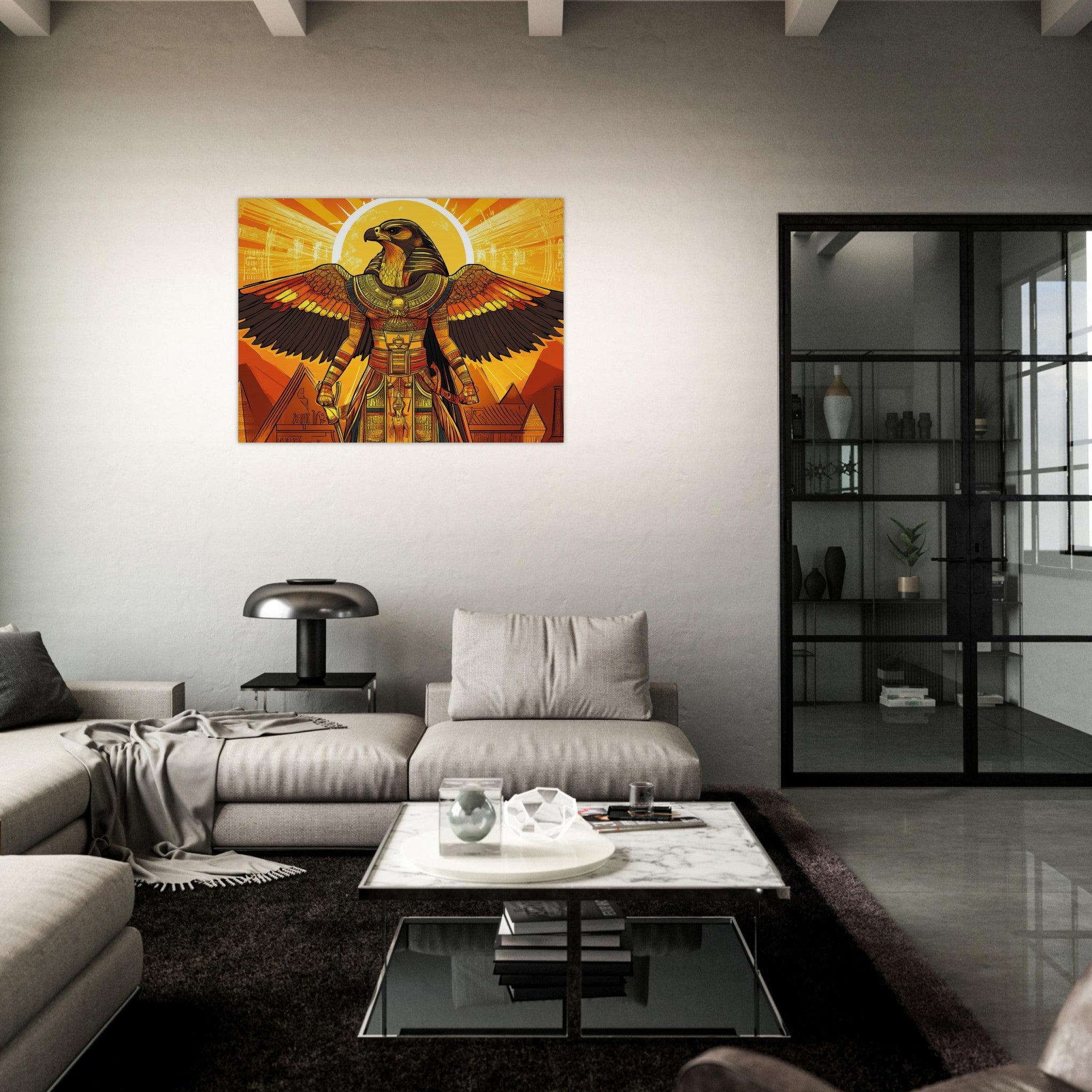 Fine Art Poster Landscape - Ancient Egyptian Falcon God Horus A majestic far 7 - Shop Ai Art WebShop - Digital Art online Store
