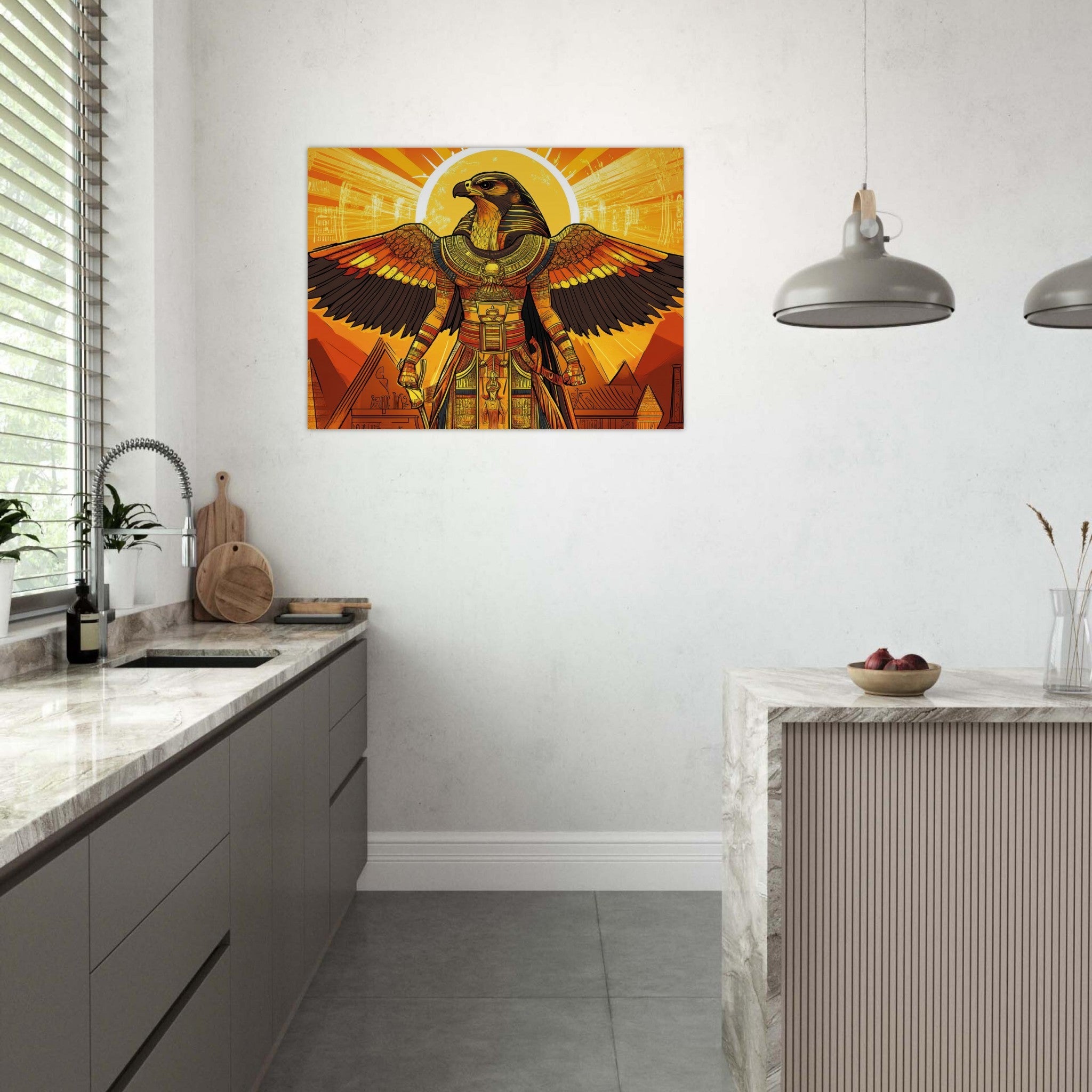 Fine Art Poster Landscape - Ancient Egyptian Falcon God Horus A majestic far 7 - Shop Ai Art WebShop - Digital Art online Store