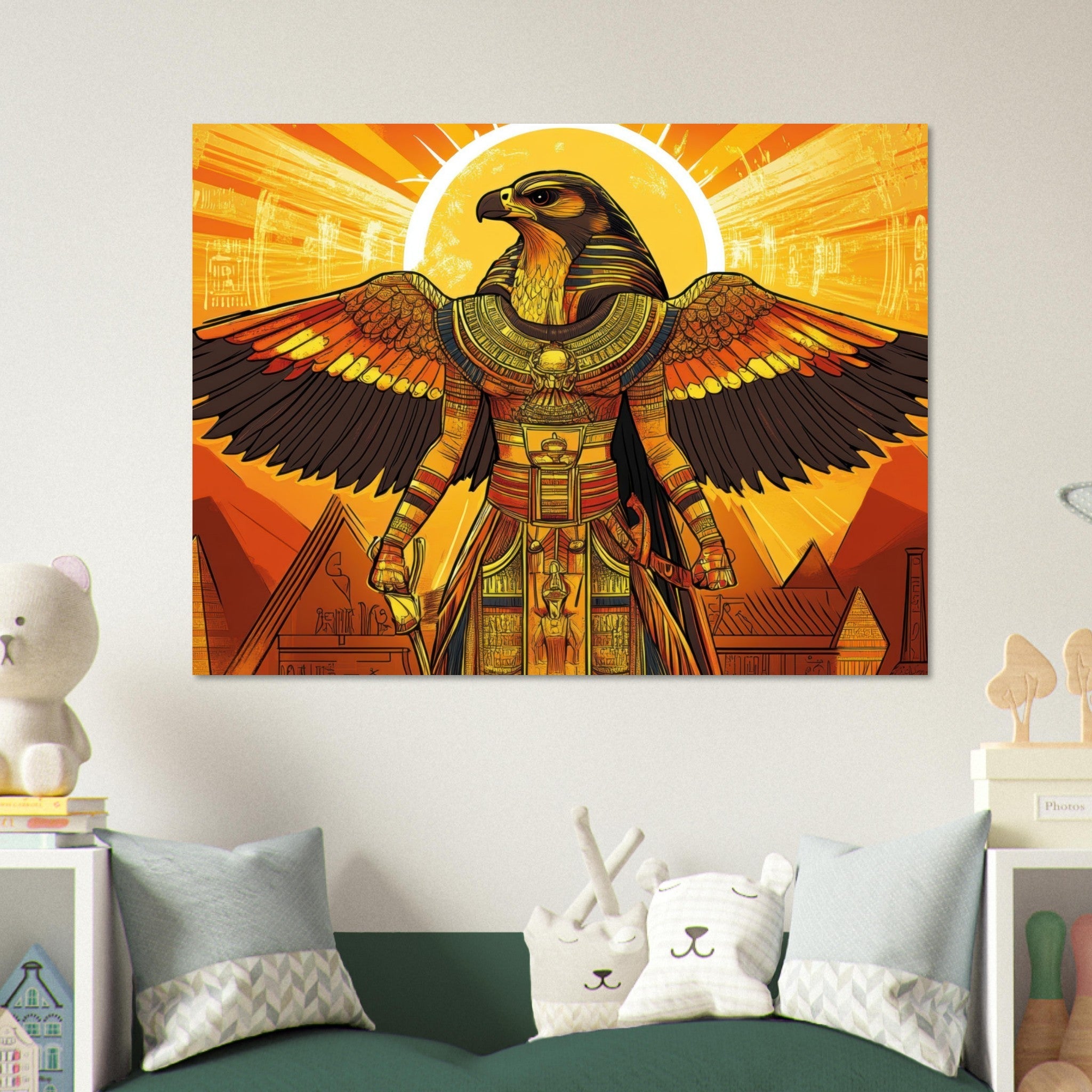 Fine Art Poster Landscape - Ancient Egyptian Falcon God Horus A majestic far 7 - Shop Ai Art WebShop - Digital Art online Store