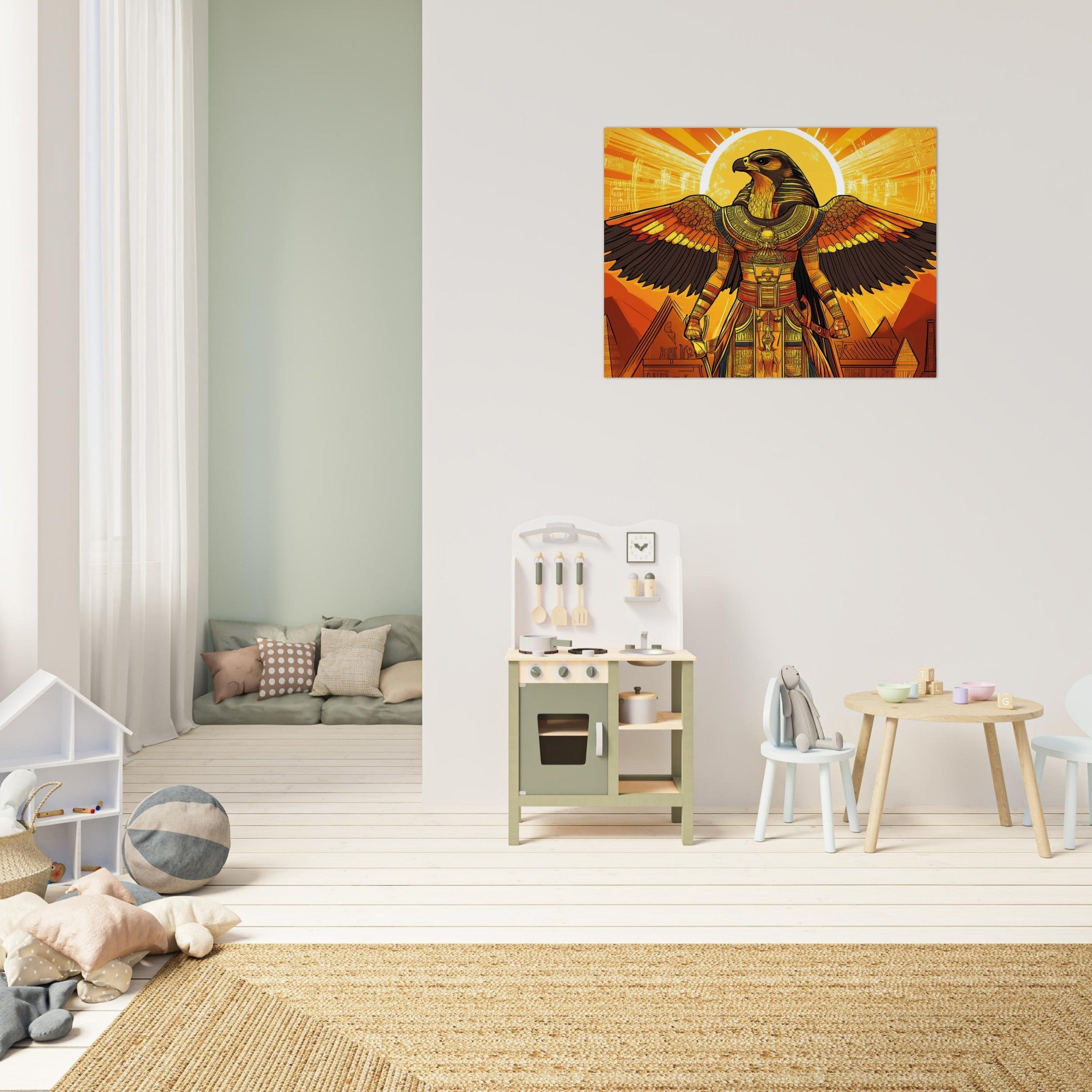 Fine Art Poster Landscape - Ancient Egyptian Falcon God Horus A majestic far 7 - Shop Ai Art WebShop - Digital Art online Store