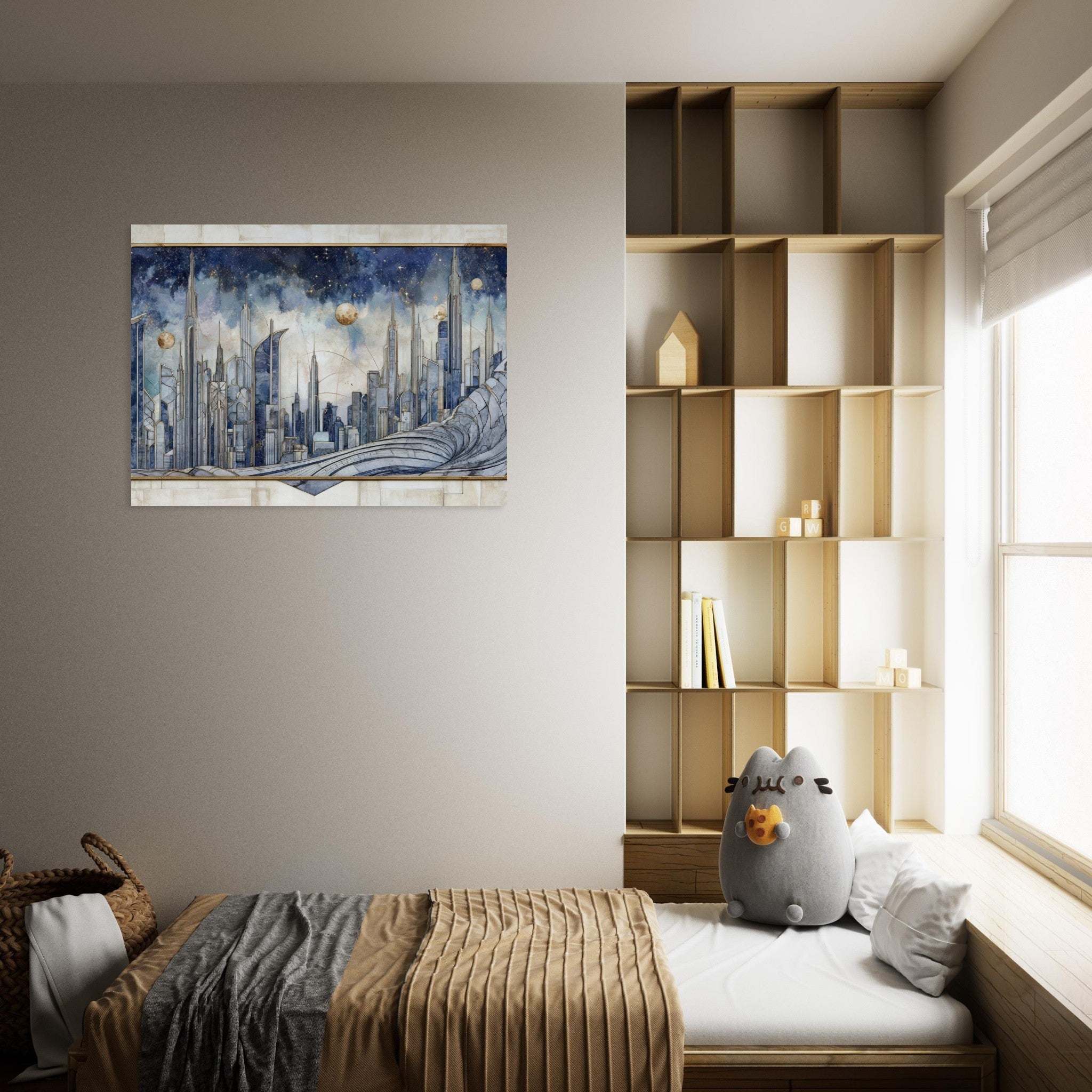 Fine Art Poster Landscape - Architects of the Stars A stylized depiction - Shop Ai Art WebShop - Digital Art online Store