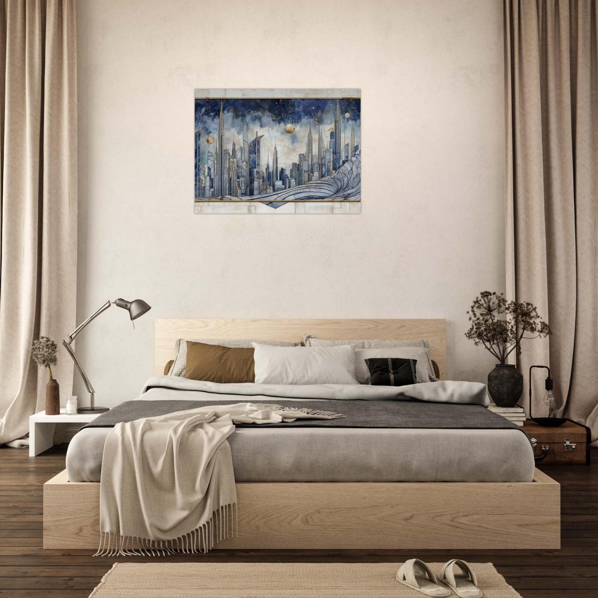 Fine Art Poster Landscape - Architects of the Stars A stylized depiction - Shop Ai Art WebShop - Digital Art online Store