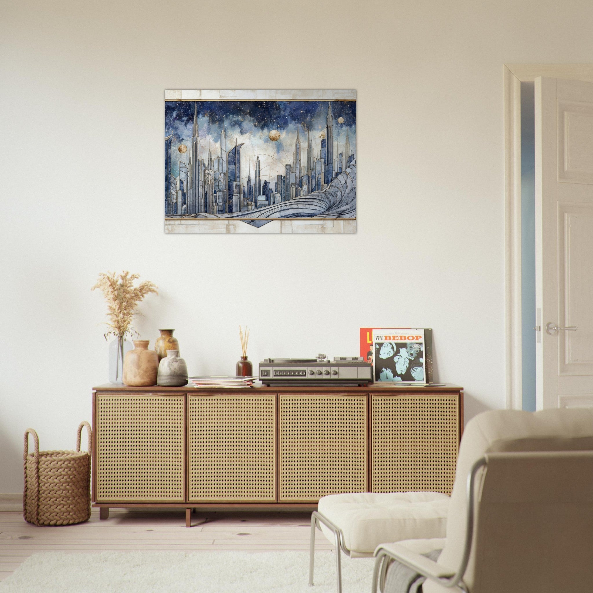 Fine Art Poster Landscape - Architects of the Stars A stylized depiction - Shop Ai Art WebShop - Digital Art online Store
