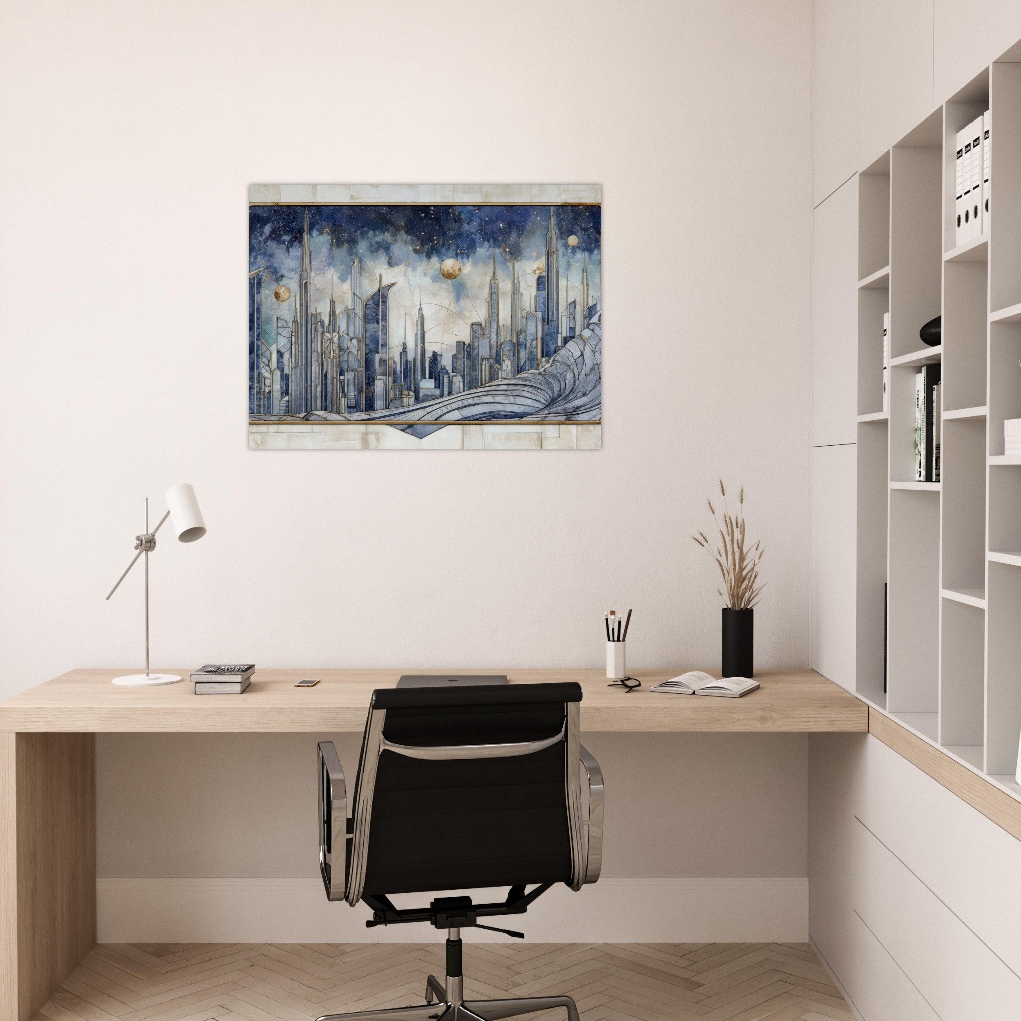 Fine Art Poster Landscape - Architects of the Stars A stylized depiction - Shop Ai Art WebShop - Digital Art online Store