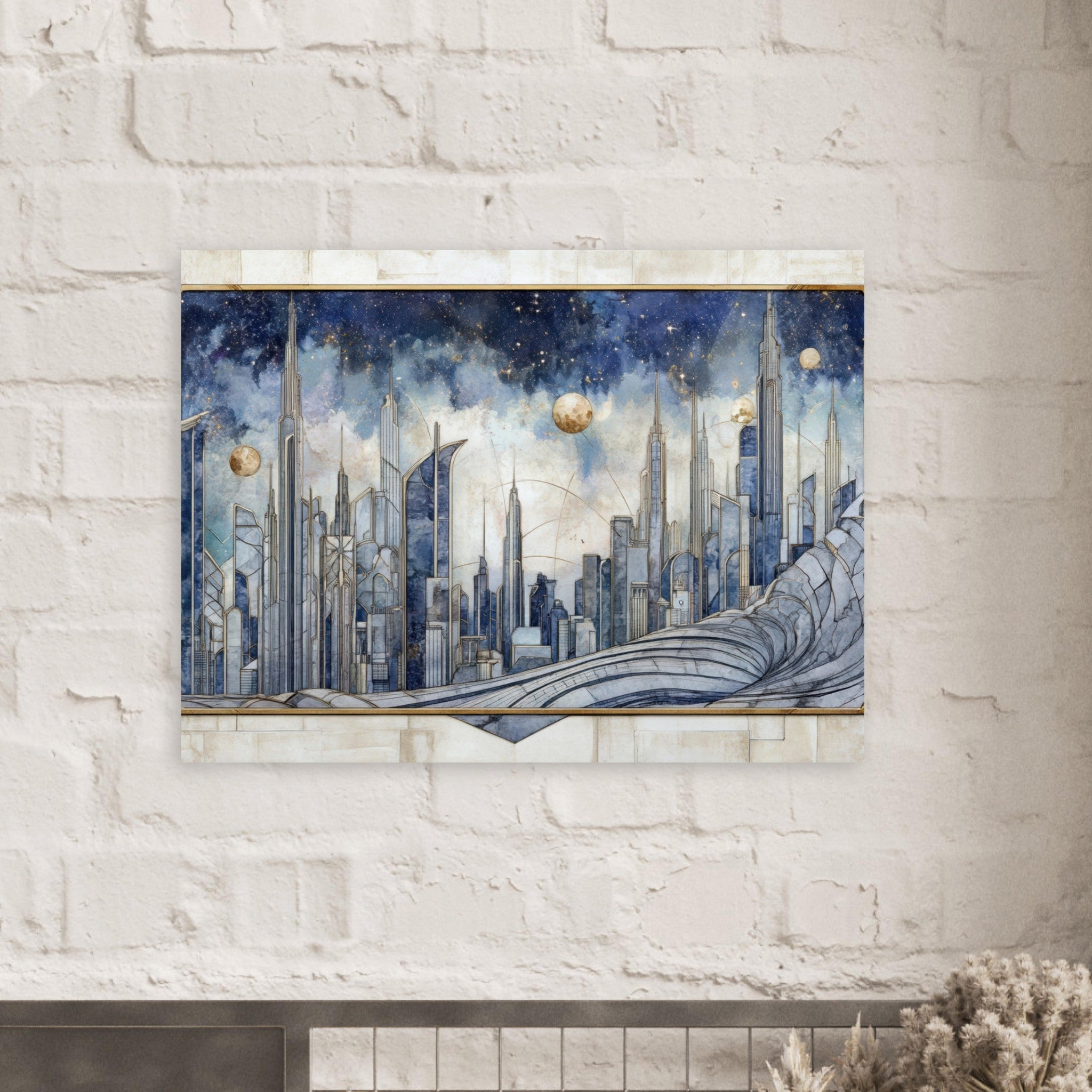 Fine Art Poster Landscape - Architects of the Stars A stylized depiction - Shop Ai Art WebShop - Digital Art online Store