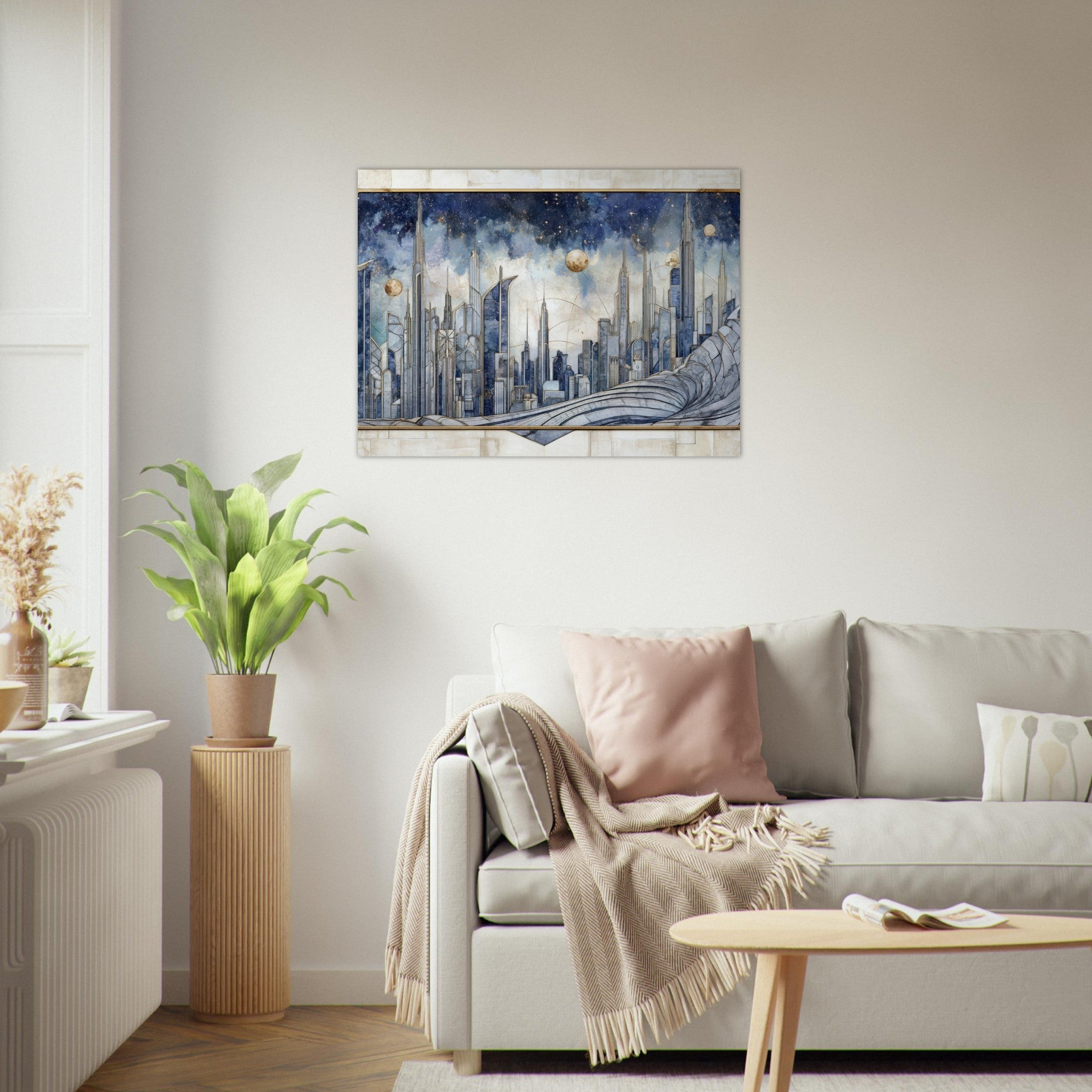Fine Art Poster Landscape - Architects of the Stars A stylized depiction - Shop Ai Art WebShop - Digital Art online Store