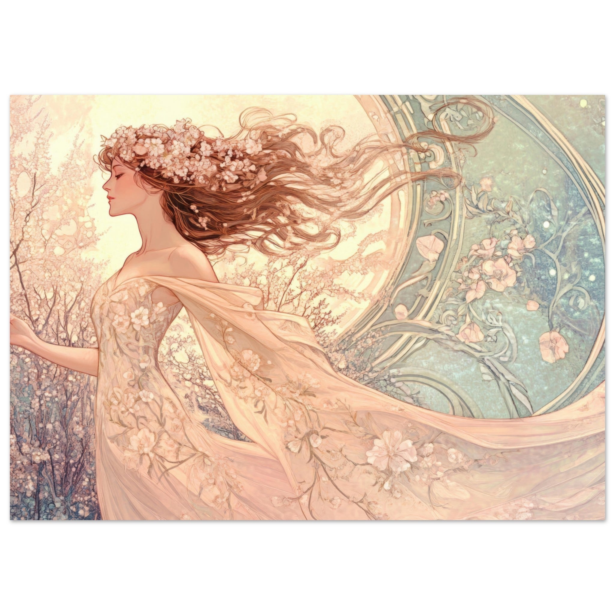 Fine Art Poster Landscape - Art Nouveau Enchanted Garden An Art Nouveau inst 6 - Shop Ai Art WebShop - Digital Art online Store