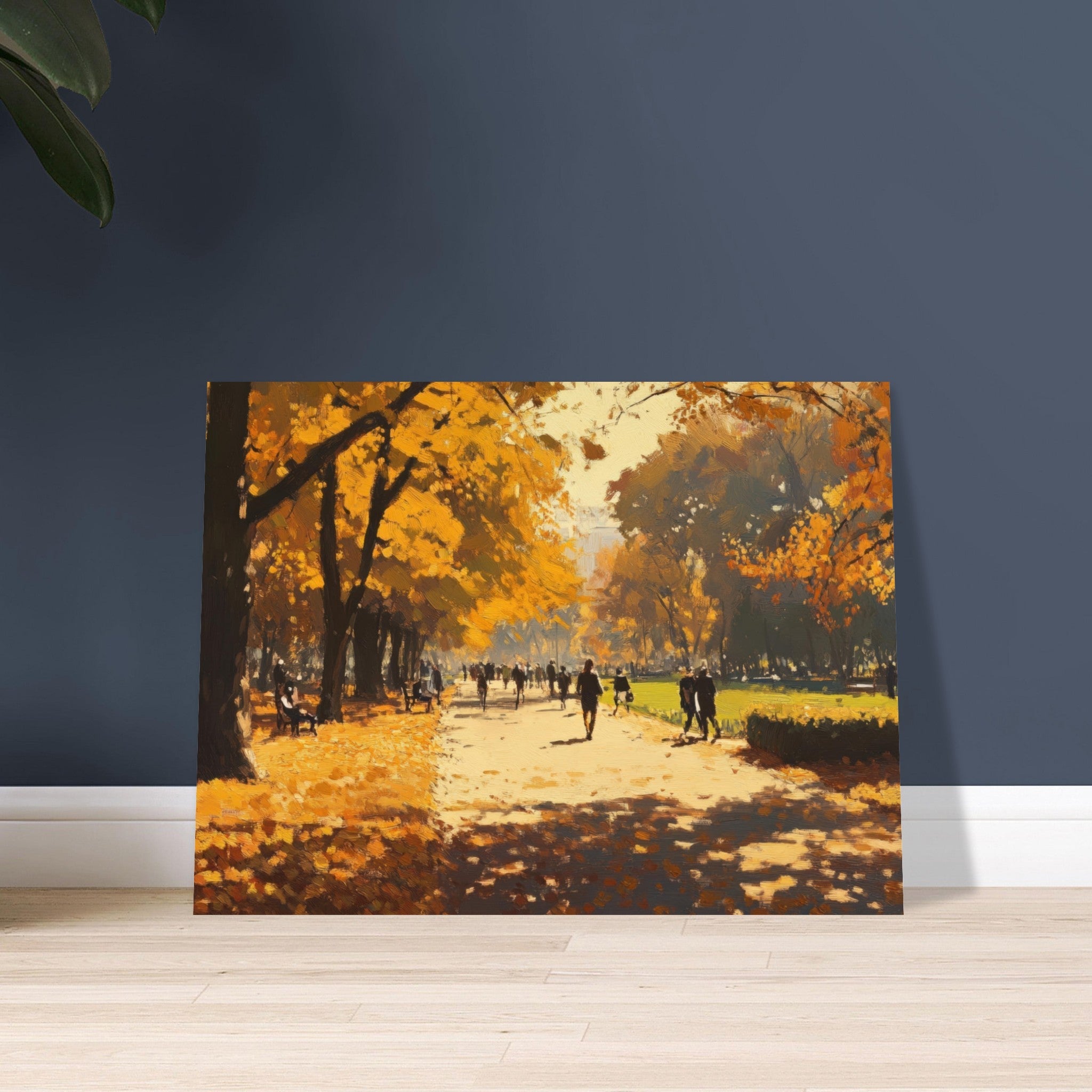 Fine Art Poster Landscape - Autumn Park with Strolling Figures A vast park 3 - Shop Ai Art WebShop - Digital Art online Store