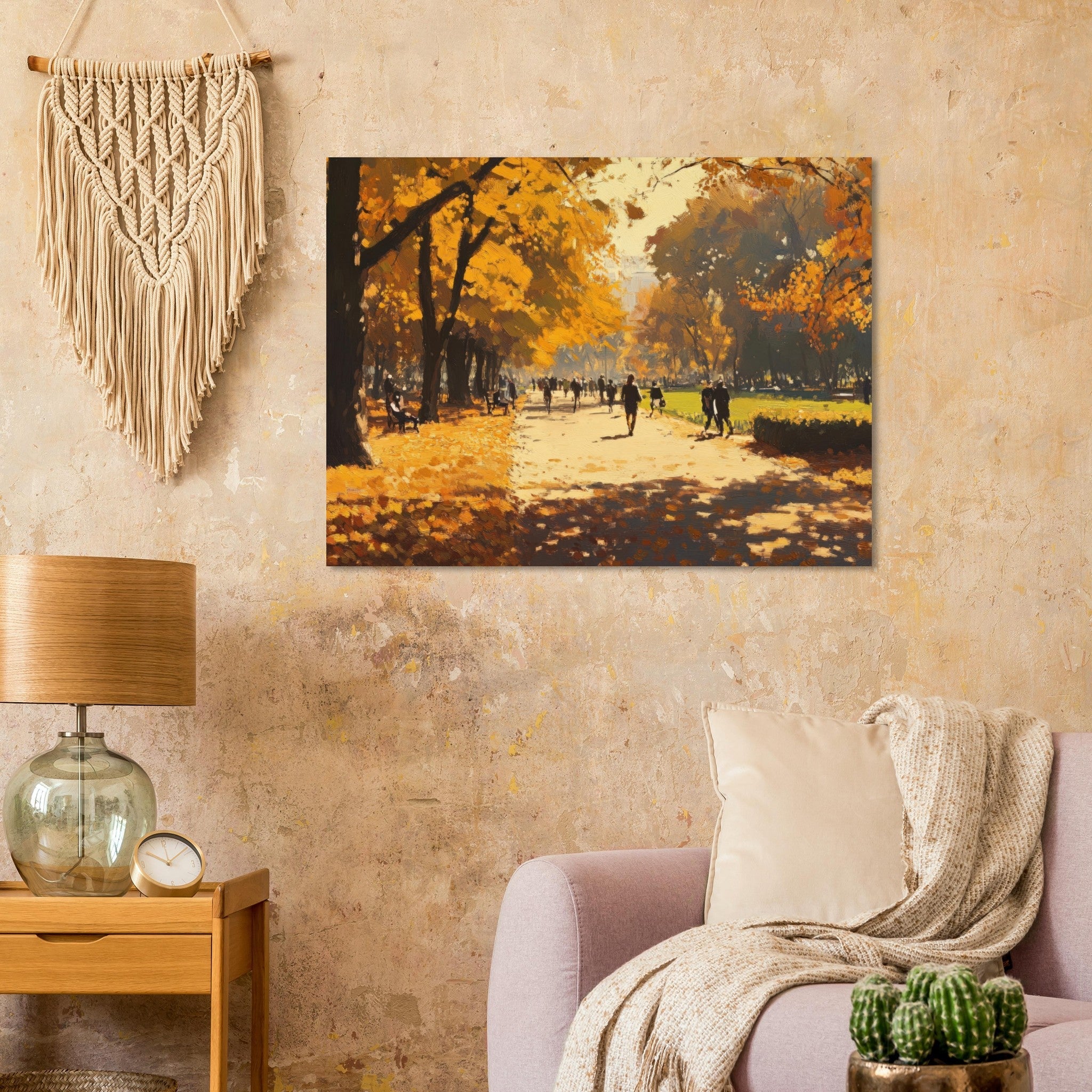 Fine Art Poster Landscape - Autumn Park with Strolling Figures A vast park 3 - Shop Ai Art WebShop - Digital Art online Store
