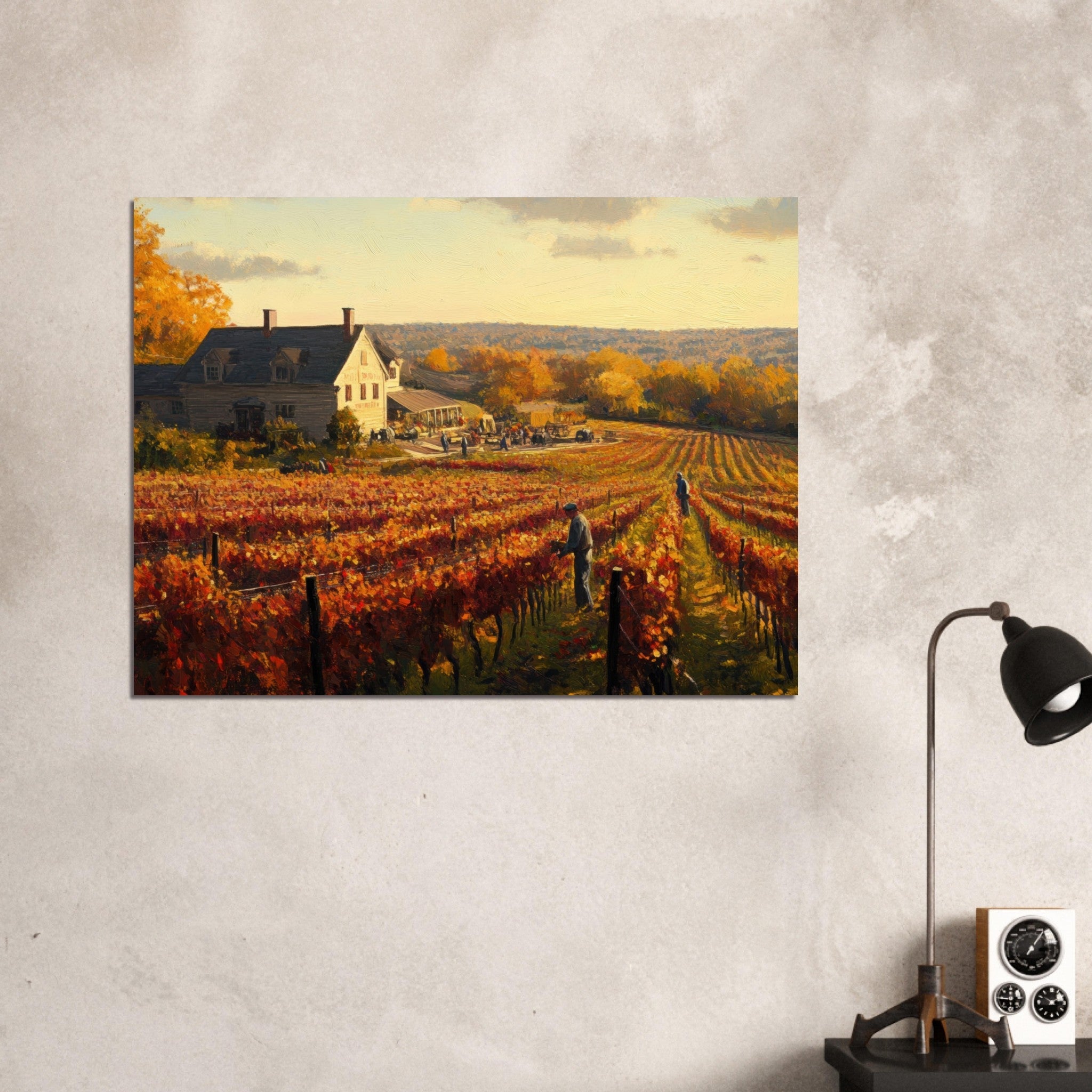 Fine Art Poster Landscape - Autumn Vineyard Harvest A picturesque vineyards 3 - Shop Ai Art WebShop - Digital Art online Store