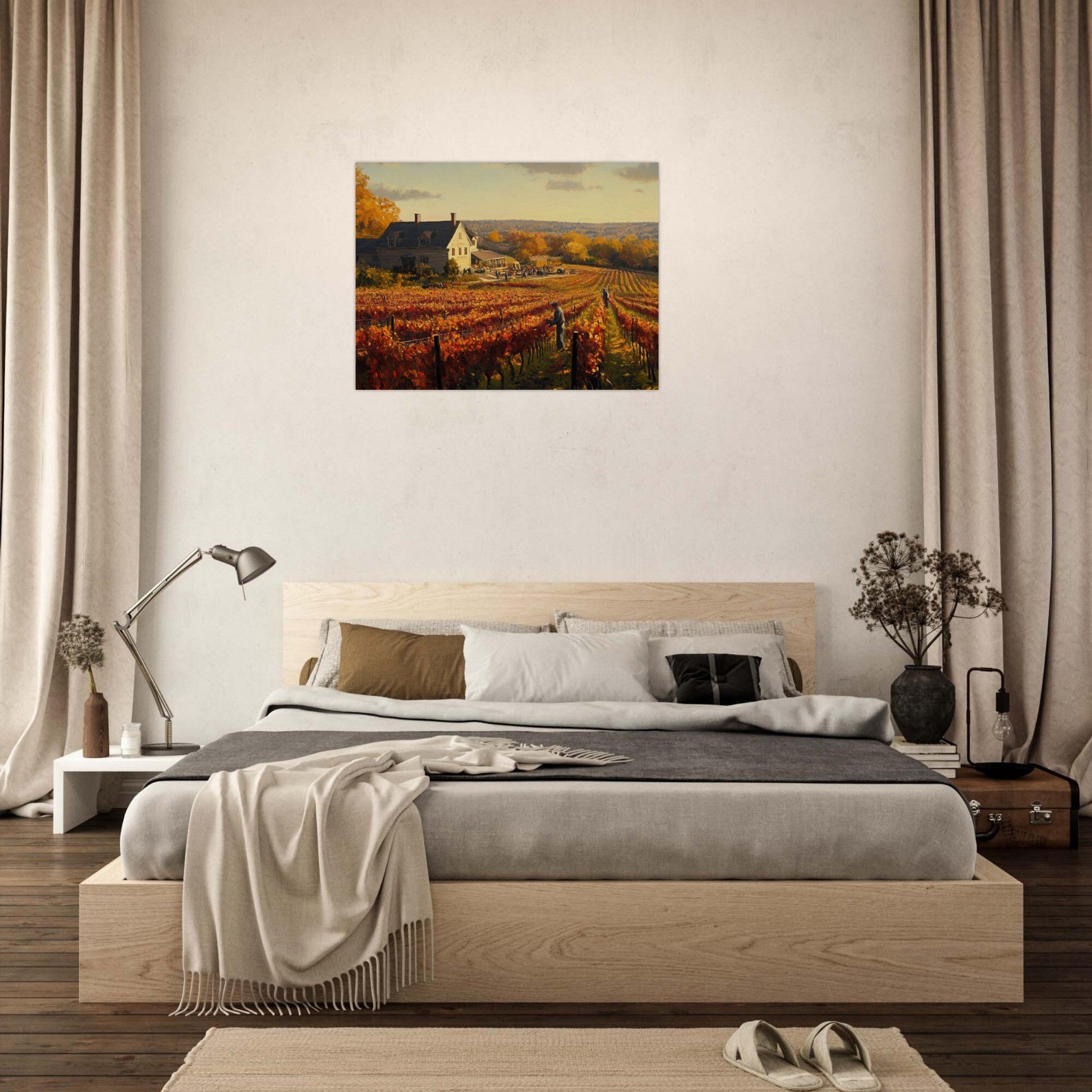 Fine Art Poster Landscape - Autumn Vineyard Harvest A picturesque vineyards 3 - Shop Ai Art WebShop - Digital Art online Store