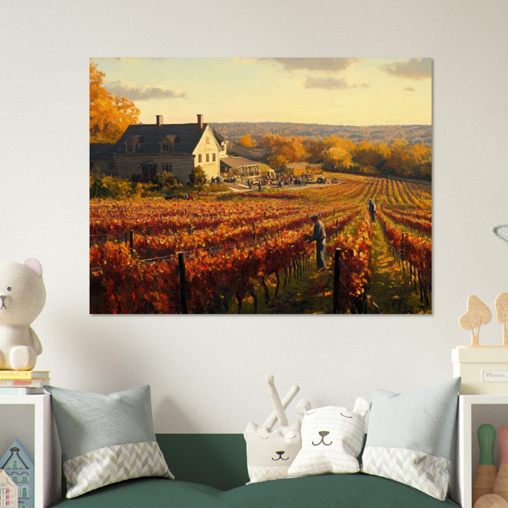 Fine Art Poster Landscape - Autumn Vineyard Harvest A picturesque vineyards 3 - Shop Ai Art WebShop - Digital Art online Store