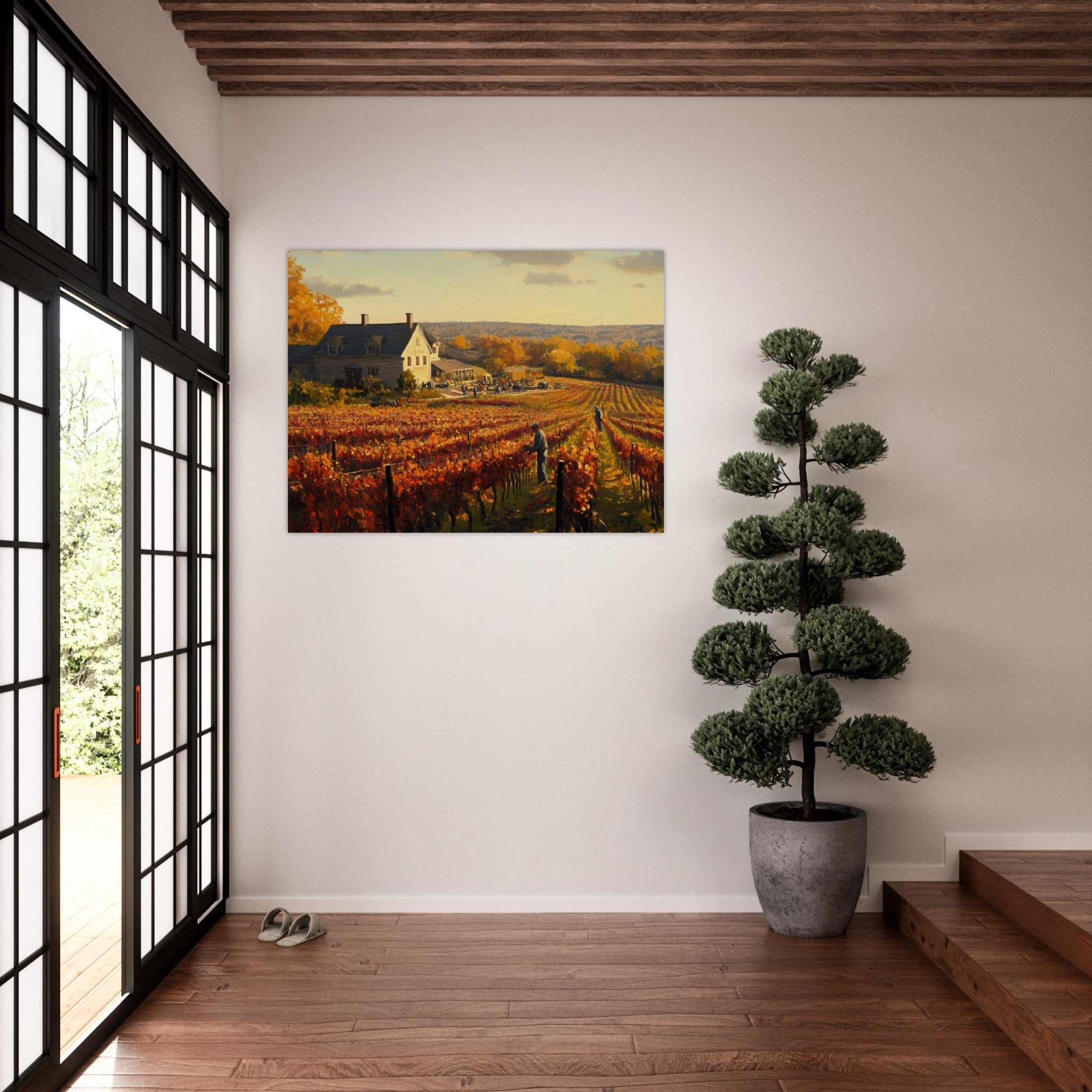 Fine Art Poster Landscape - Autumn Vineyard Harvest A picturesque vineyards 3 - Shop Ai Art WebShop - Digital Art online Store