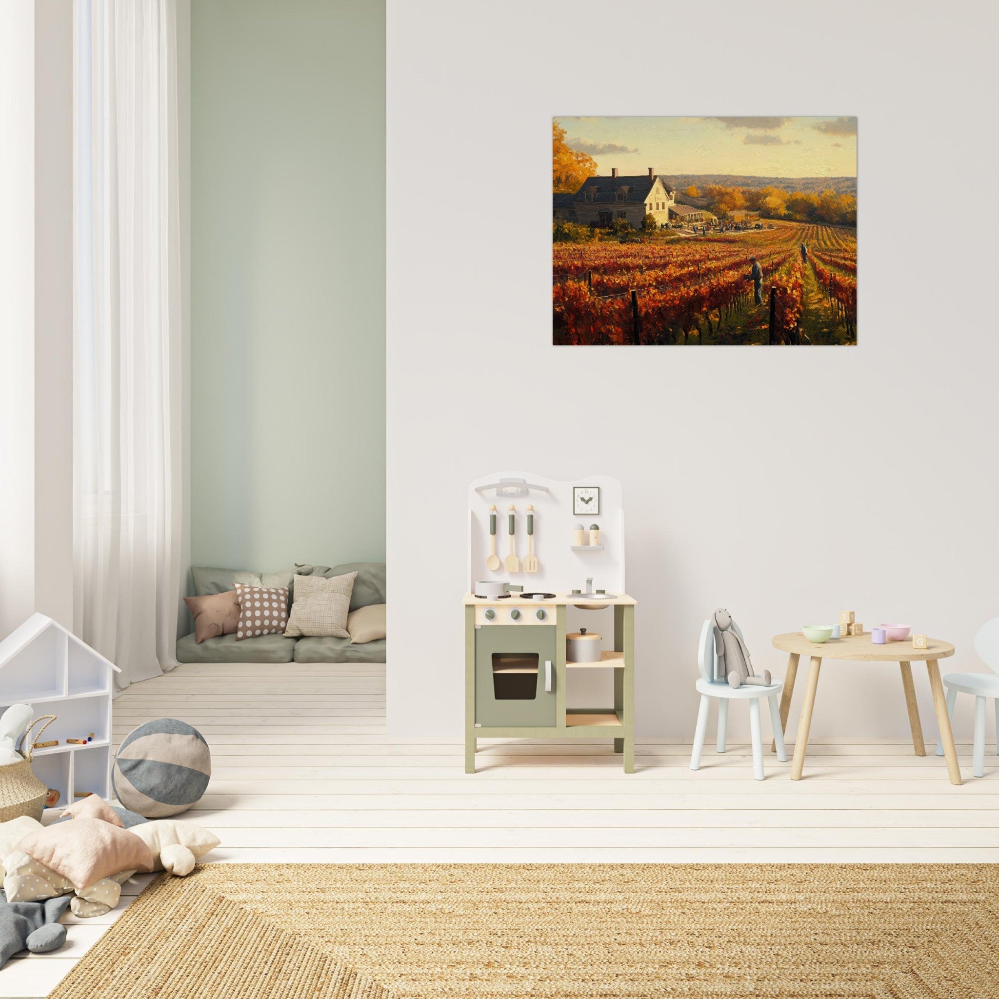 Fine Art Poster Landscape - Autumn Vineyard Harvest A picturesque vineyards 3 - Shop Ai Art WebShop - Digital Art online Store