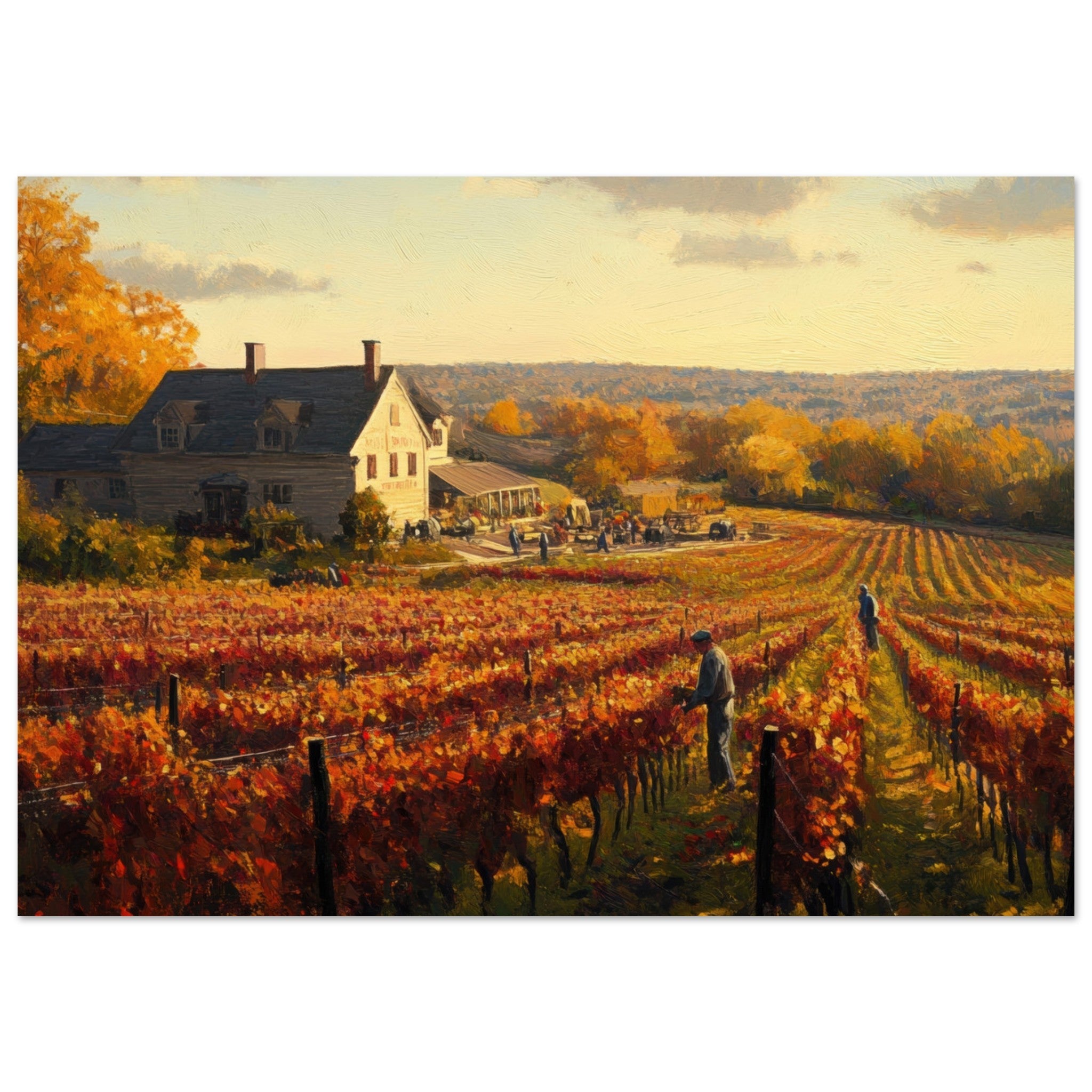 Fine Art Poster Landscape - Autumn Vineyard Harvest A picturesque vineyards 3 - Shop Ai Art WebShop - Digital Art online Store