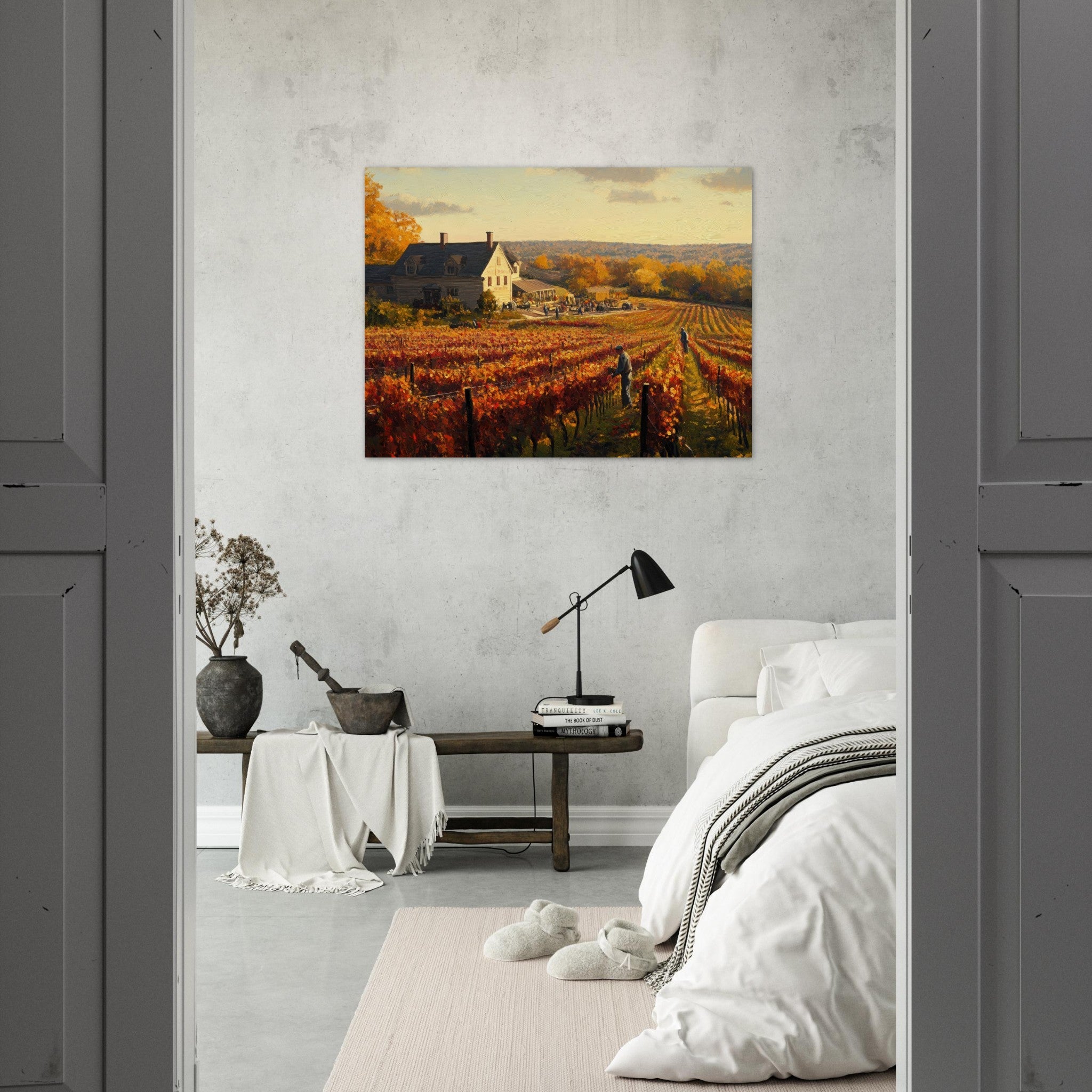 Fine Art Poster Landscape - Autumn Vineyard Harvest A picturesque vineyards 3 - Shop Ai Art WebShop - Digital Art online Store