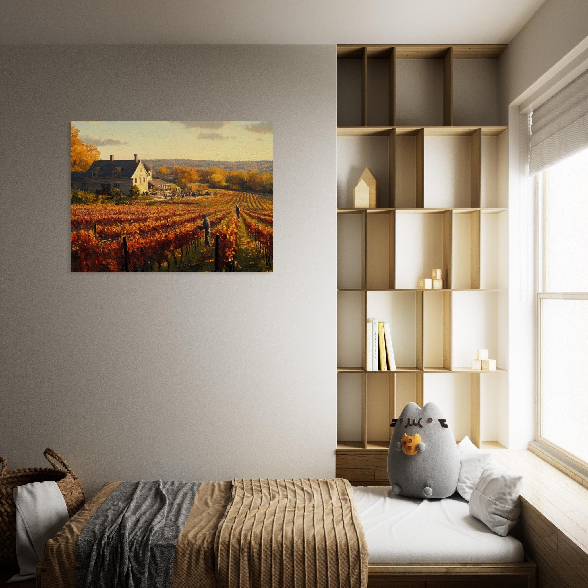 Fine Art Poster Landscape - Autumn Vineyard Harvest A picturesque vineyards 3 - Shop Ai Art WebShop - Digital Art online Store