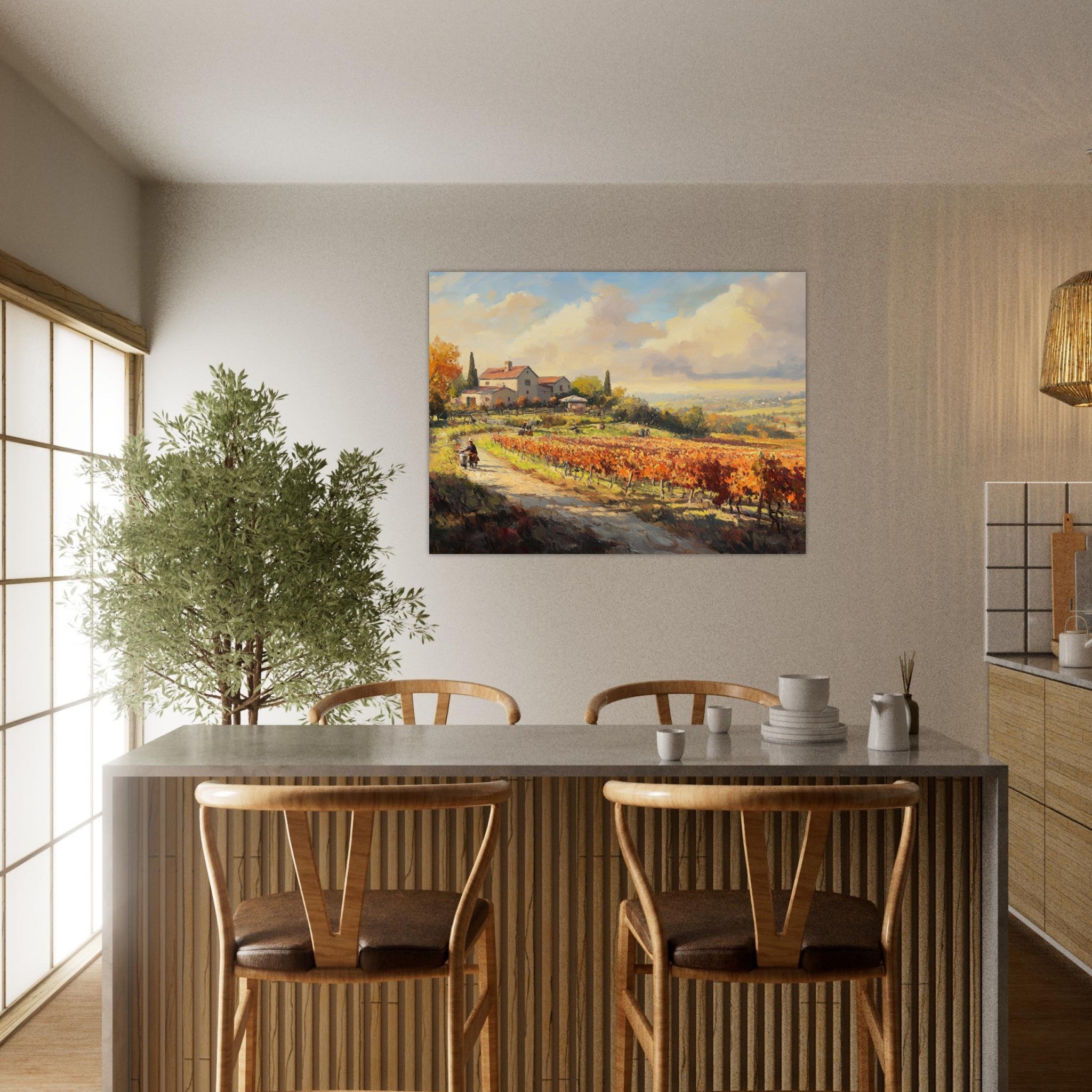 Fine Art Poster Landscape - Autumn Vineyard Harvest A picturesque vineyards 4 - Shop Ai Art WebShop - Digital Art online Store