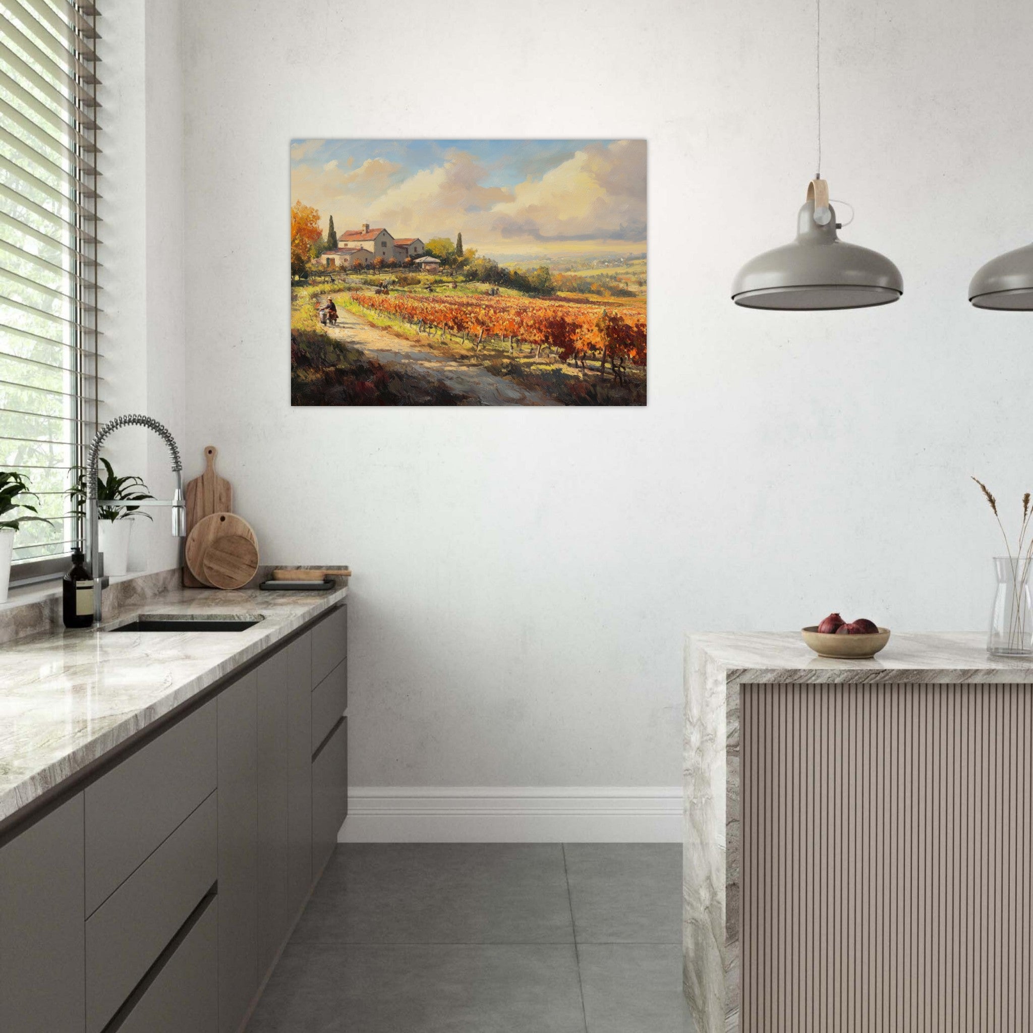 Fine Art Poster Landscape - Autumn Vineyard Harvest A picturesque vineyards 4 - Shop Ai Art WebShop - Digital Art online Store