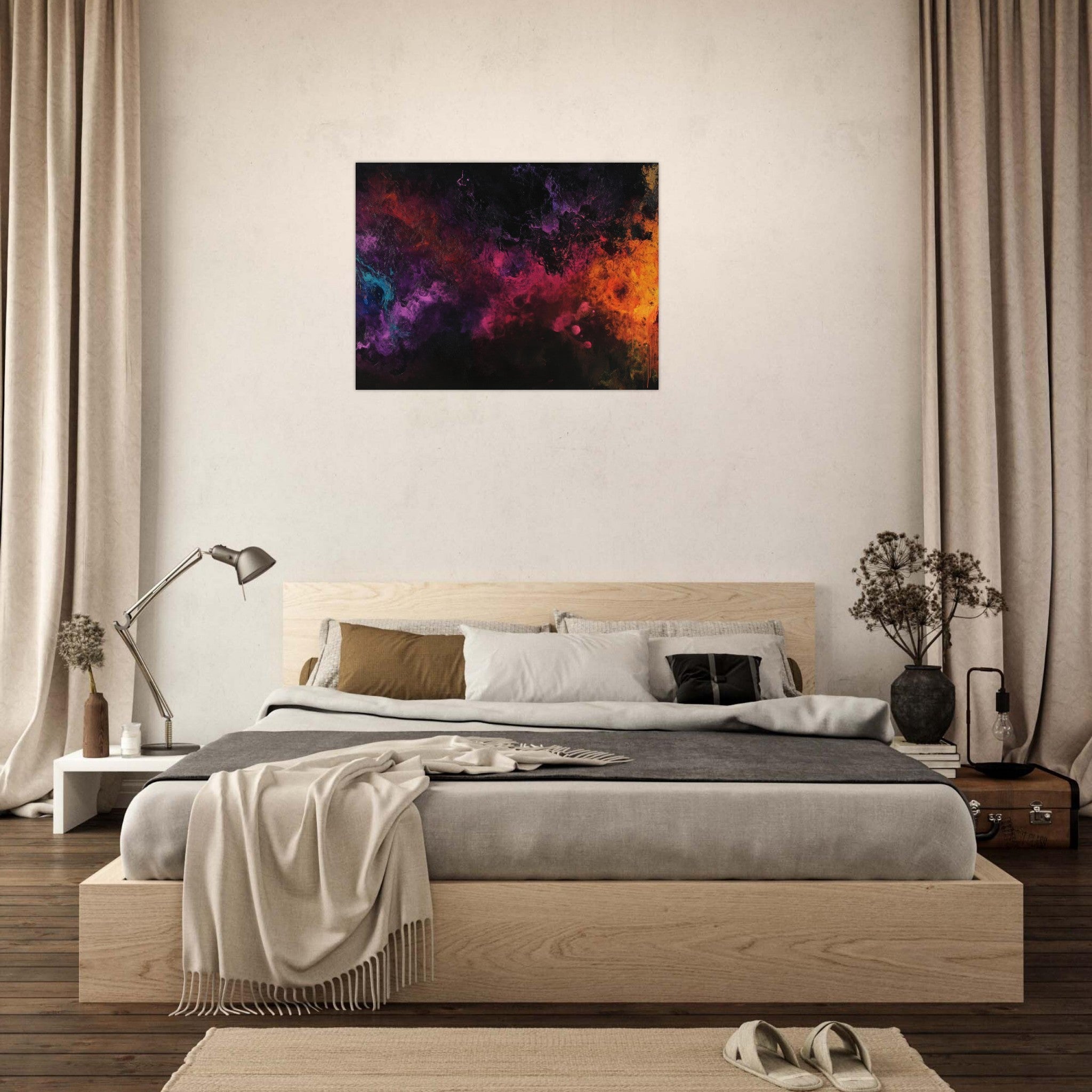 Fine Art Poster Landscape - Chromatic Abyss A dark infinite void punctured 2 - Shop Ai Art WebShop - Digital Art online Store