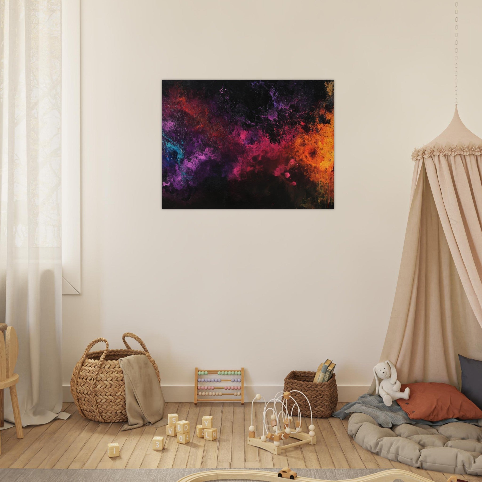 Fine Art Poster Landscape - Chromatic Abyss A dark infinite void punctured 2 - Shop Ai Art WebShop - Digital Art online Store